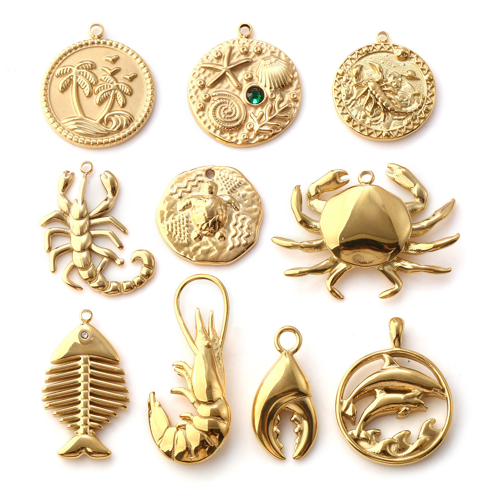 Bild von Umweltfreundliche PVD-Vakuumbeschichtung 304 Edelstahl Ozean Schmuck Charms 18K Echtgold plattiert