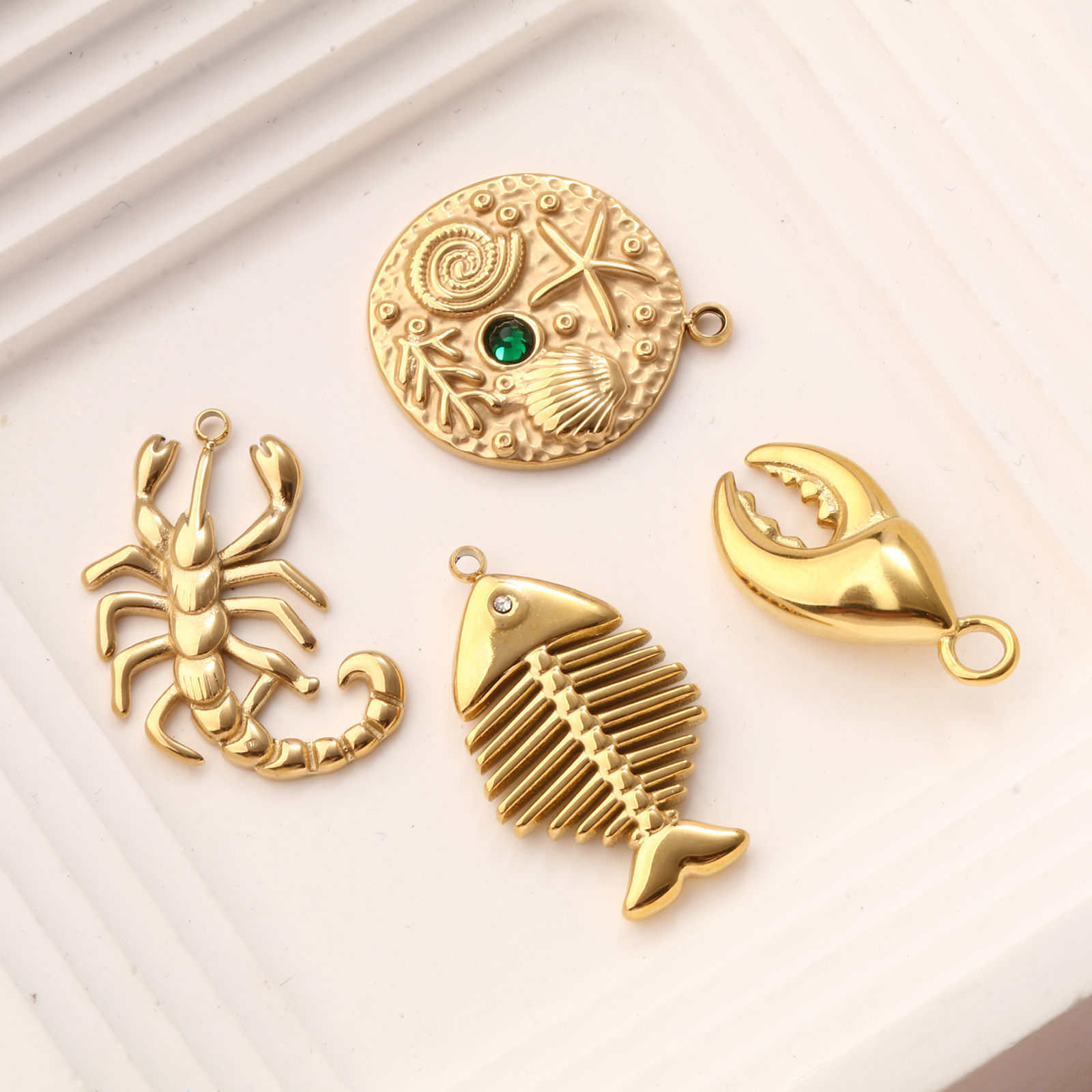 Bild von Umweltfreundliche PVD-Vakuumbeschichtung 304 Edelstahl Ozean Schmuck Charms 18K Echtgold plattiert