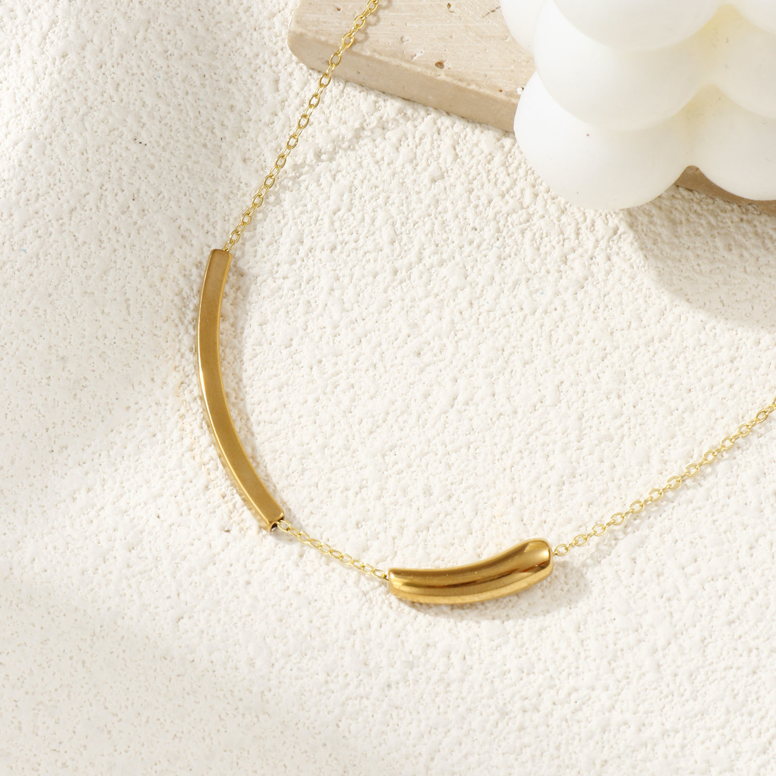 Picture of Eco-friendly PVD Vacuum Plating 304 Stainless Steel Beads For DIY Jewelry Making 18K Real Gold Plated Curved Tube