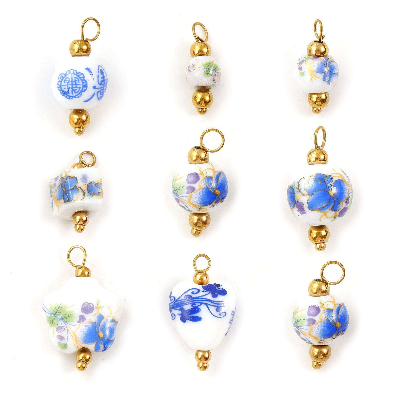Picture of Eco-friendly 304 Stainless Steel & Ceramic Charms 18K Gold Plated Geometric Orchid Flower