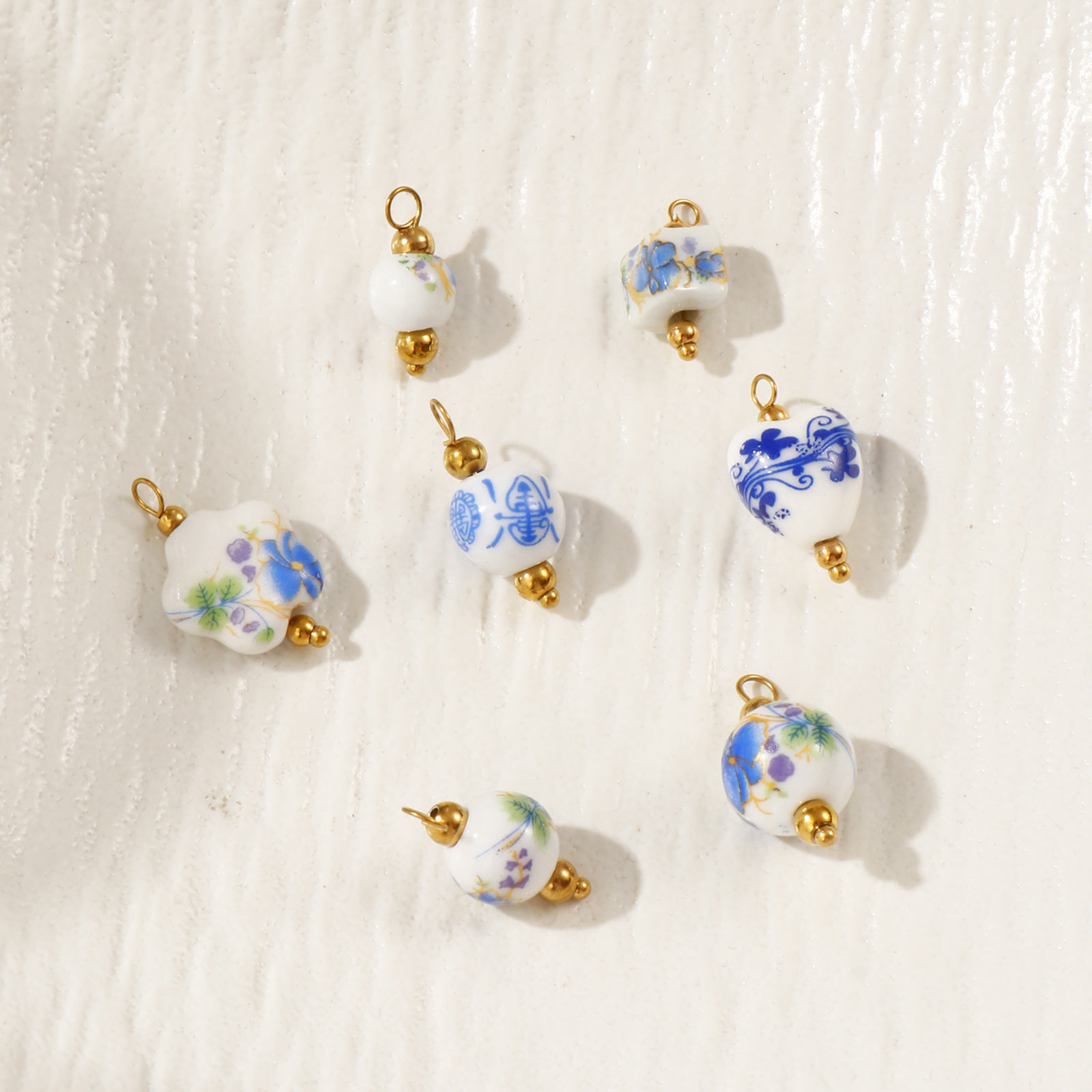 Picture of Eco-friendly 304 Stainless Steel & Ceramic Charms 18K Gold Plated Geometric Orchid Flower