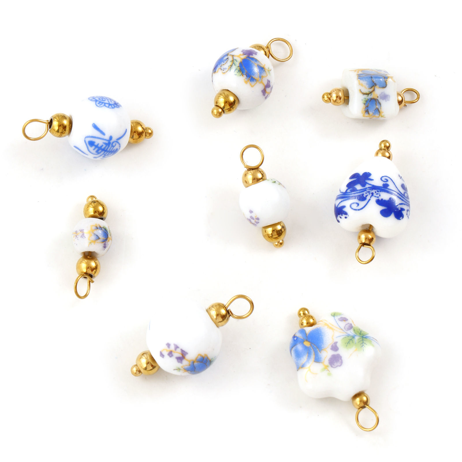Picture of Eco-friendly 304 Stainless Steel & Ceramic Charms 18K Gold Plated Geometric Orchid Flower