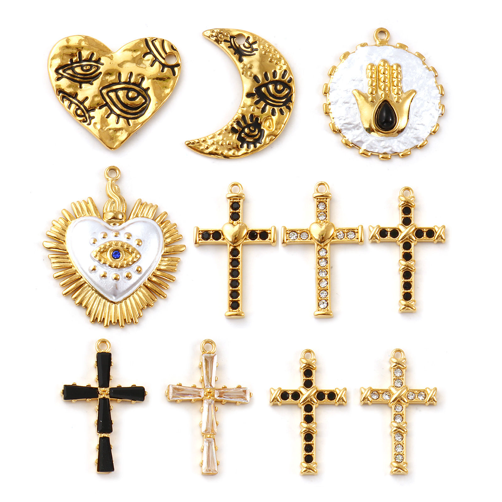 Picture of Eco-friendly PVD Vacuum Plating 304 Stainless Steel Charms 18K Real Gold Plated