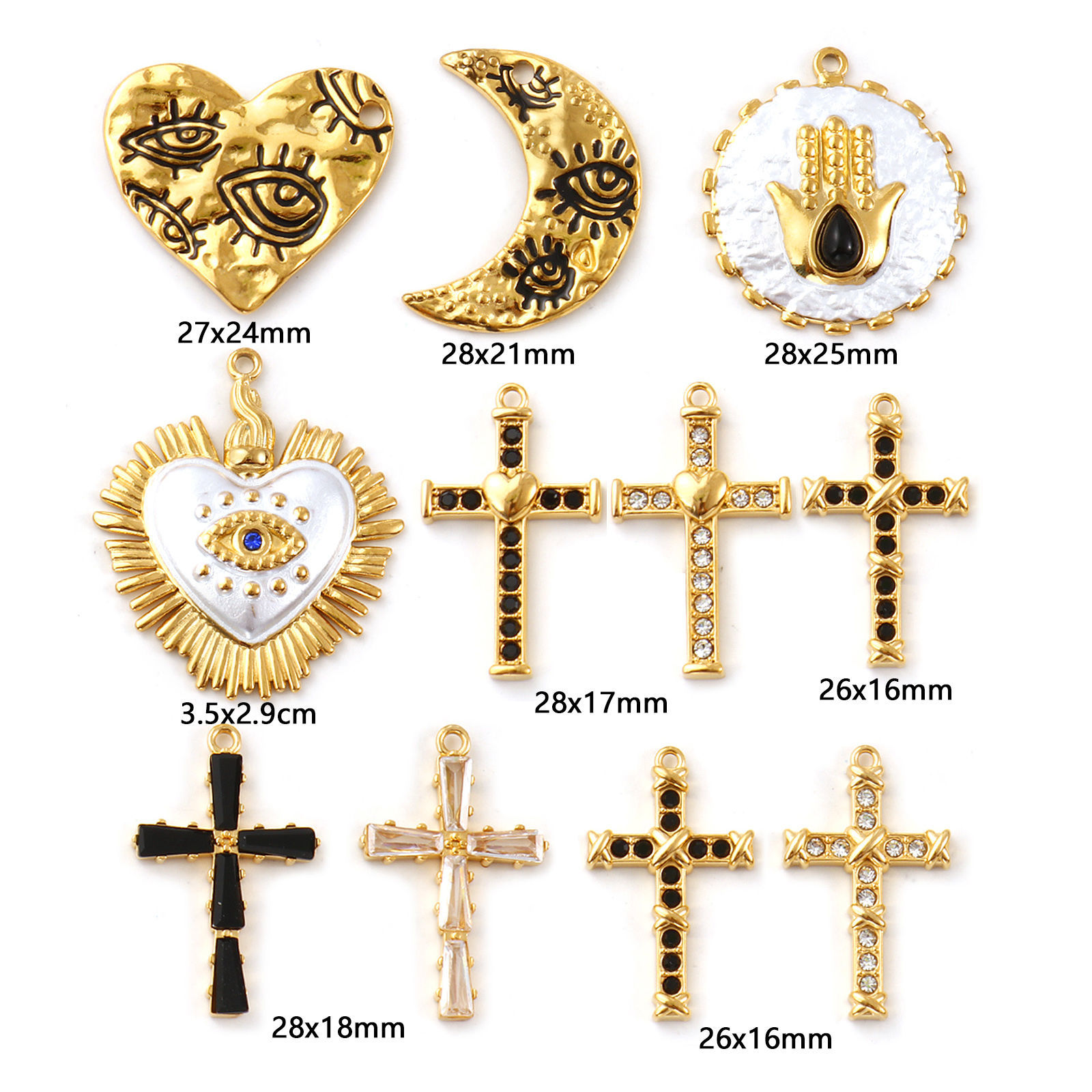 Picture of Eco-friendly PVD Vacuum Plating 304 Stainless Steel Charms 18K Real Gold Plated