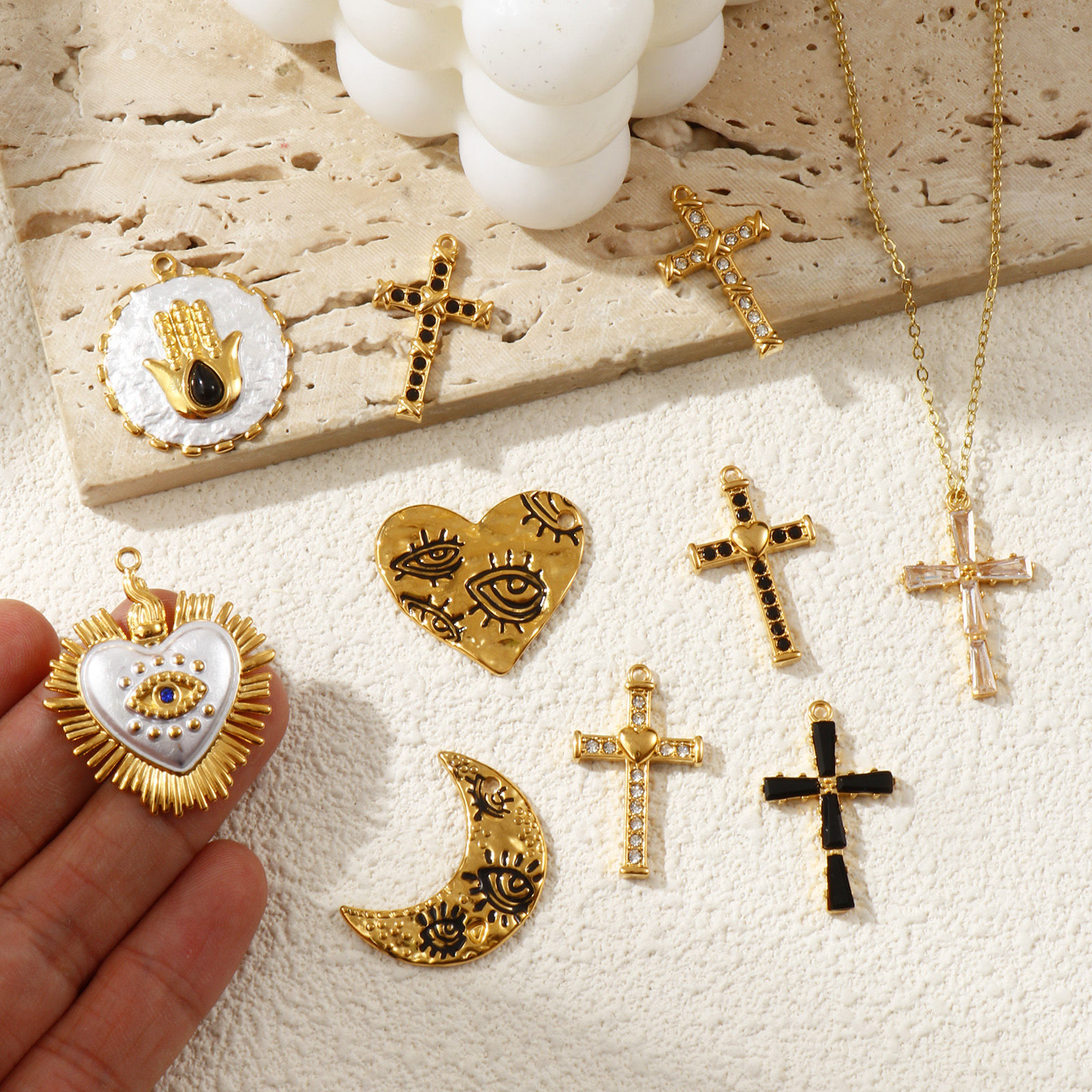 Picture of Eco-friendly PVD Vacuum Plating 304 Stainless Steel Charms 18K Real Gold Plated