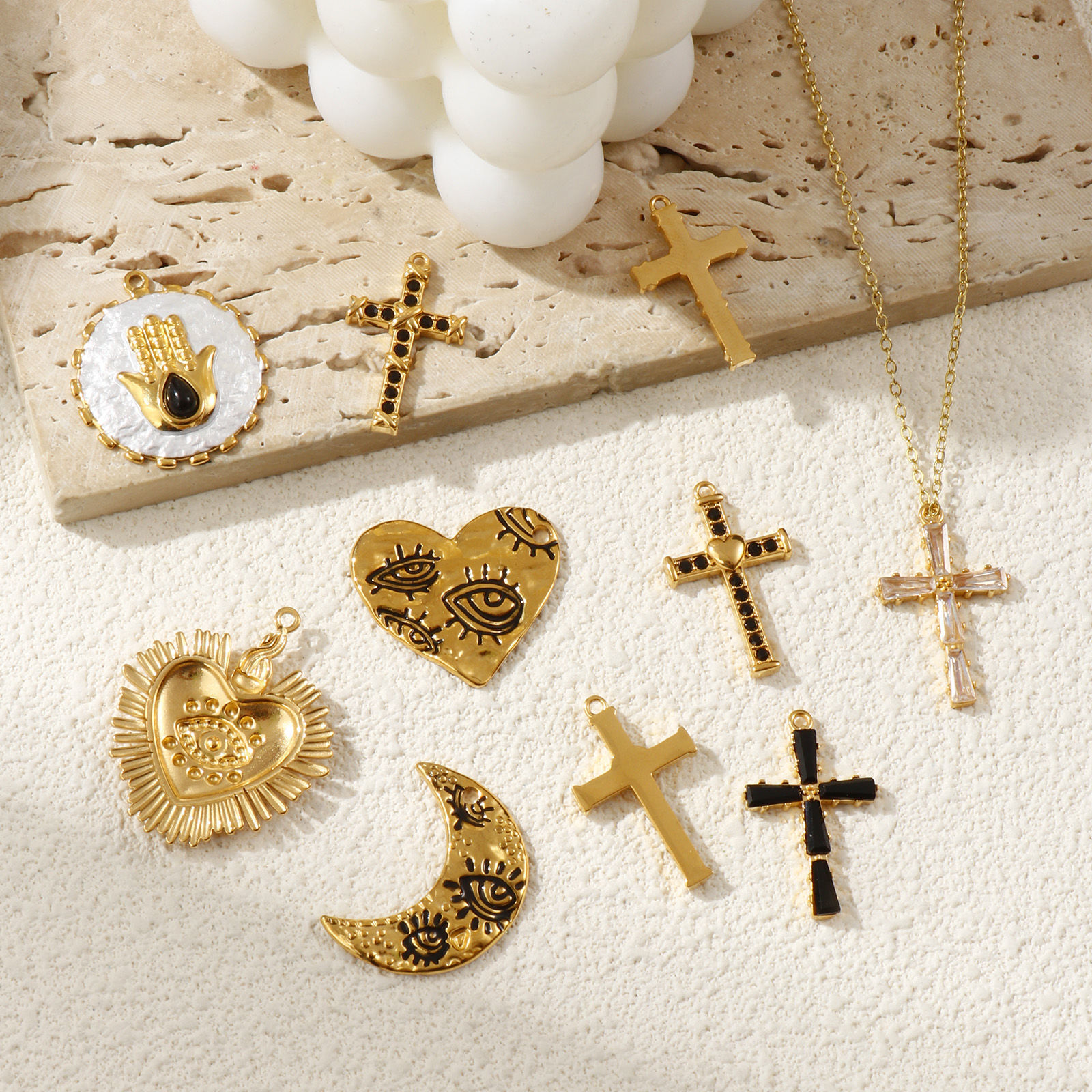 Picture of Eco-friendly PVD Vacuum Plating 304 Stainless Steel Charms 18K Real Gold Plated