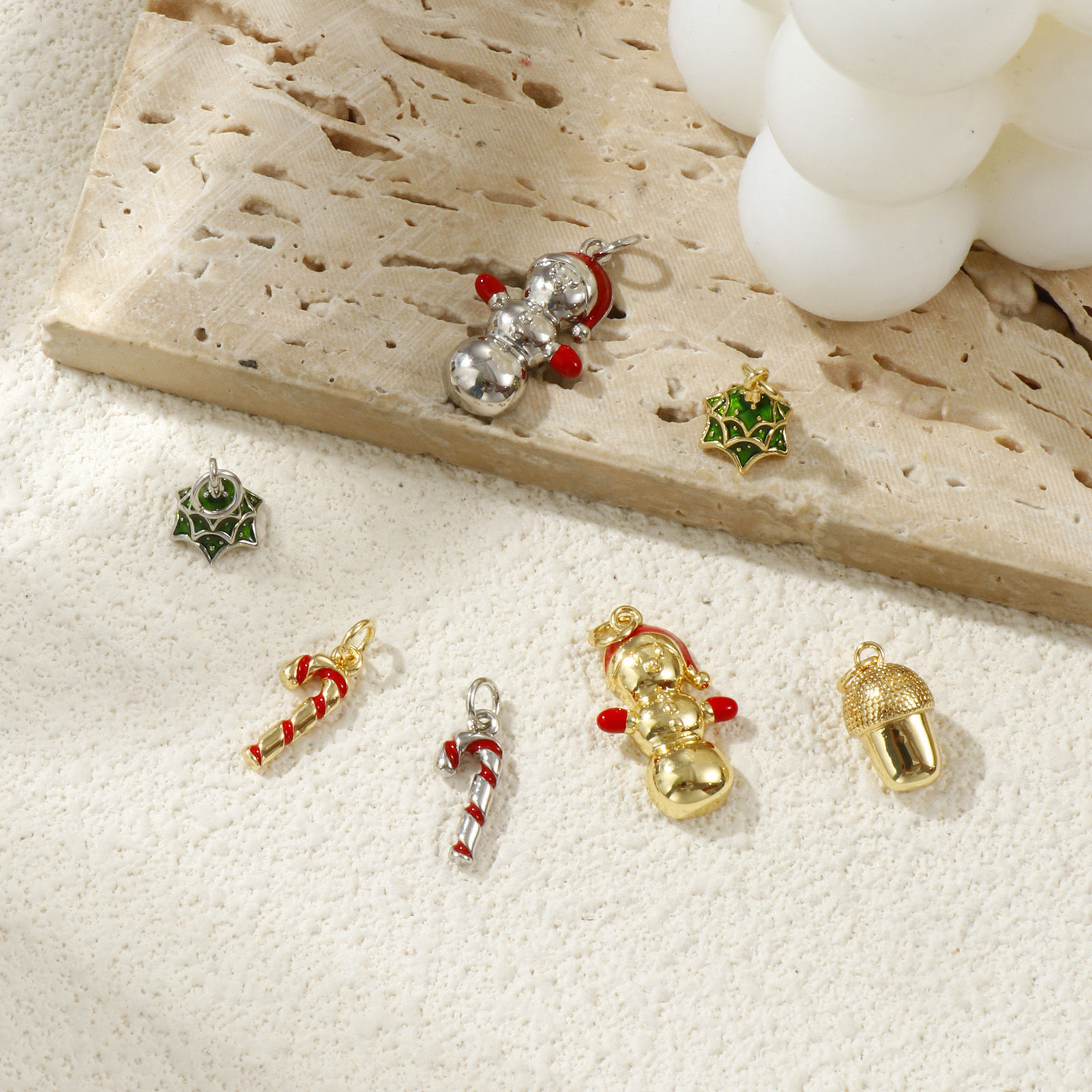 Picture of Eco-friendly Brass Christmas Charms Real Gold Plated Enamel