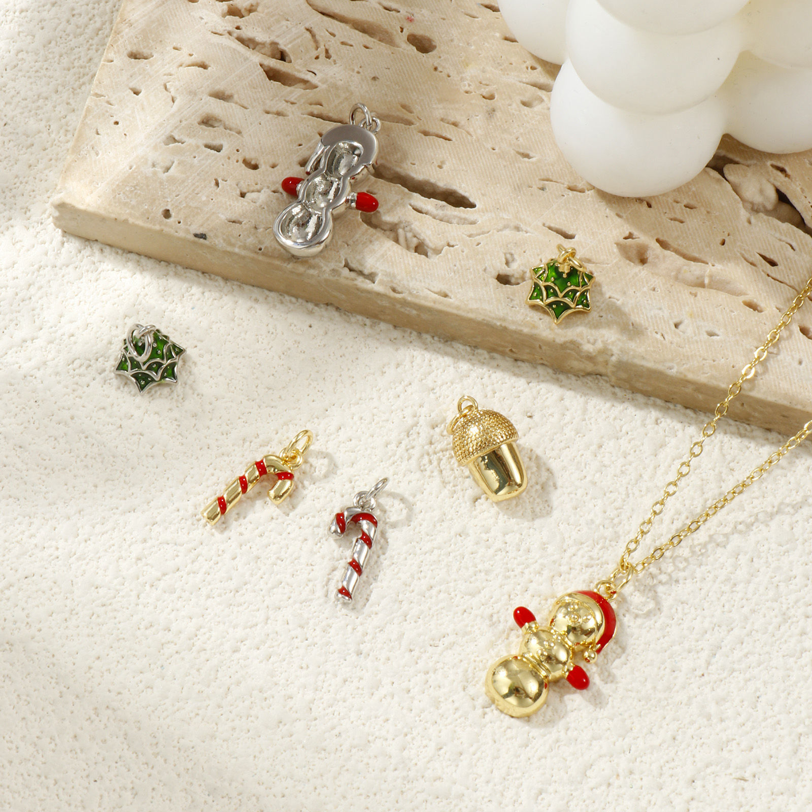 Picture of Eco-friendly Brass Christmas Charms Real Gold Plated Enamel