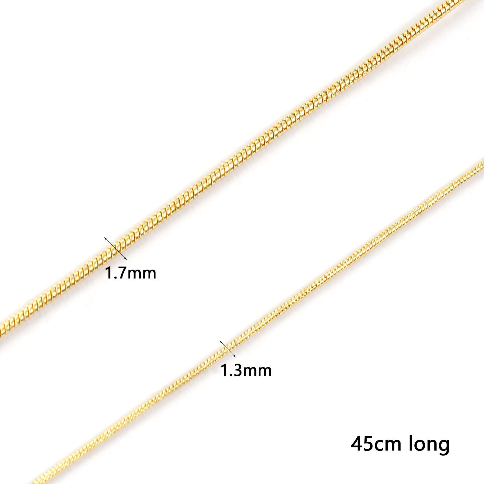 Bild von Brass Exquisite Snake Chain Necklace 18K Gold Plated 45cm(17.7") + 5cm(2") long