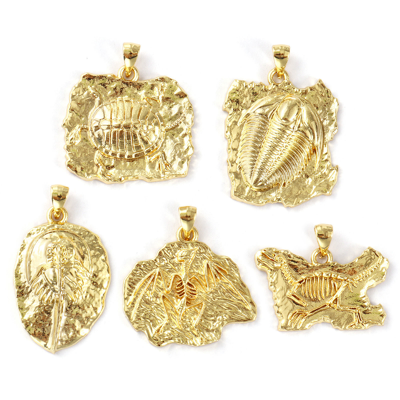 Изображение 2 ШТ Экологичный Латунь Подвески 18K настоящее золото с покрытием ископаемое