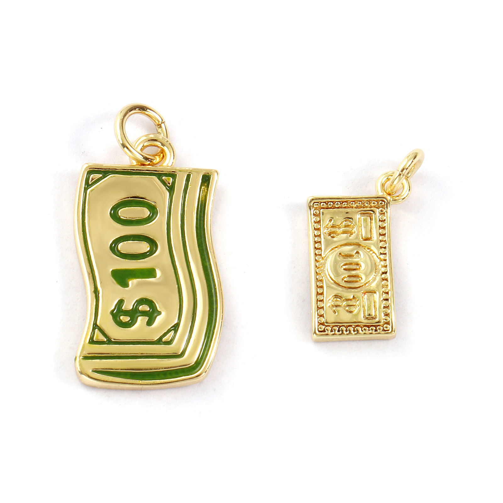 Image de 2 Pcs Breloques Respectueux de la Nature en Laiton Plaqué Or Véritable 18K Dollar US