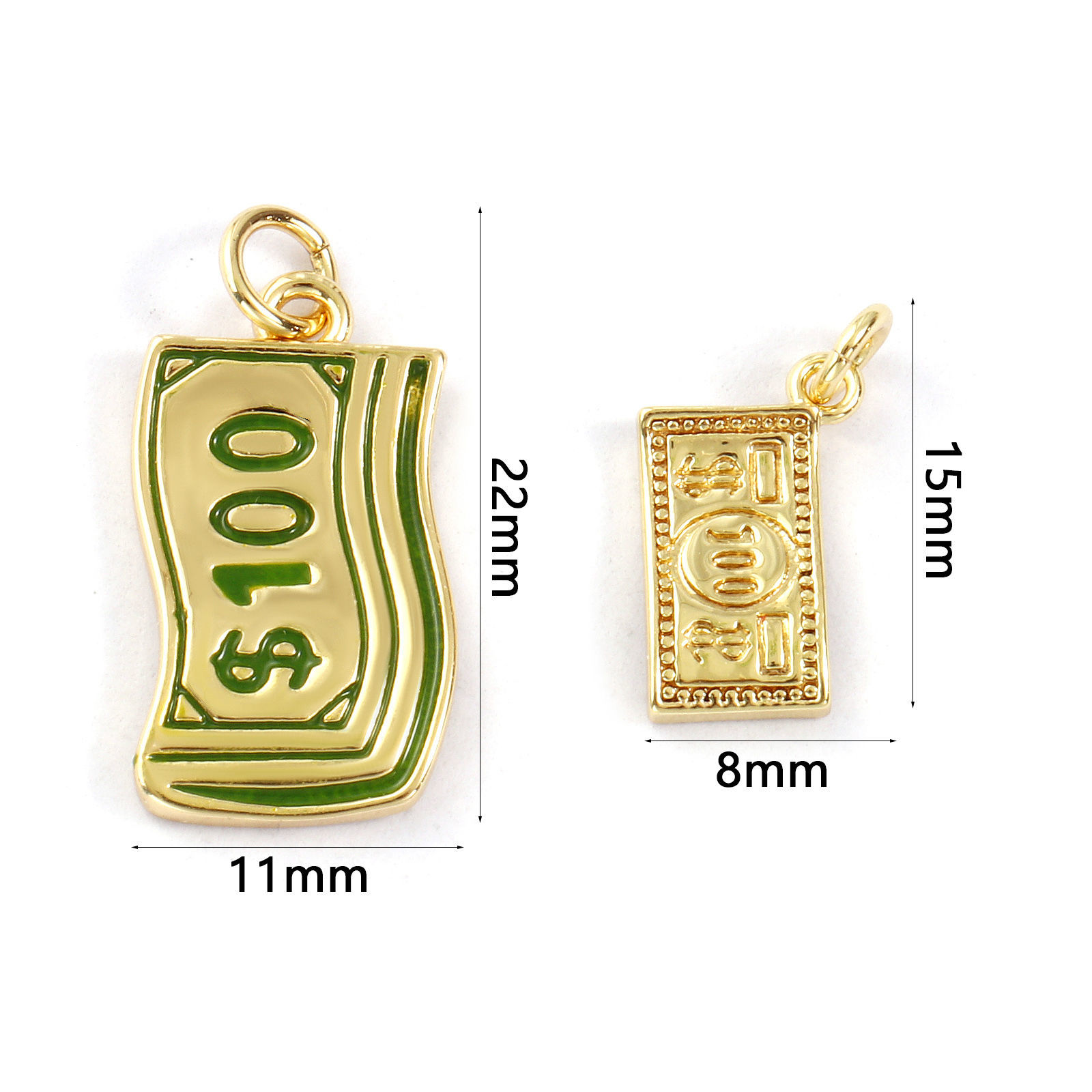 Image de 2 Pcs Breloques Respectueux de la Nature en Laiton Plaqué Or Véritable 18K Dollar US