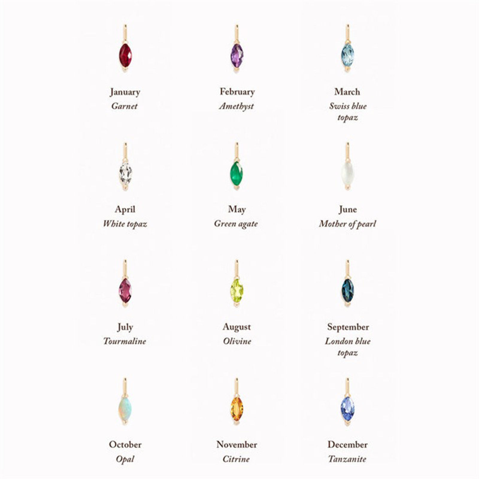 Bild von Umweltfreundliche PVD-Vakuumbeschichtung 304 Edelstahl & Zirkon Monatsstein Charms 18K Echtgold plattiert Marquise 11mm x 3mm