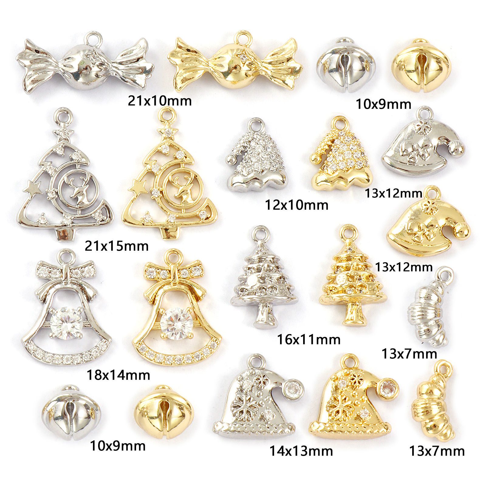 Bild von Brass Christmas Charms Multicolor Clear Cubic Zirconia