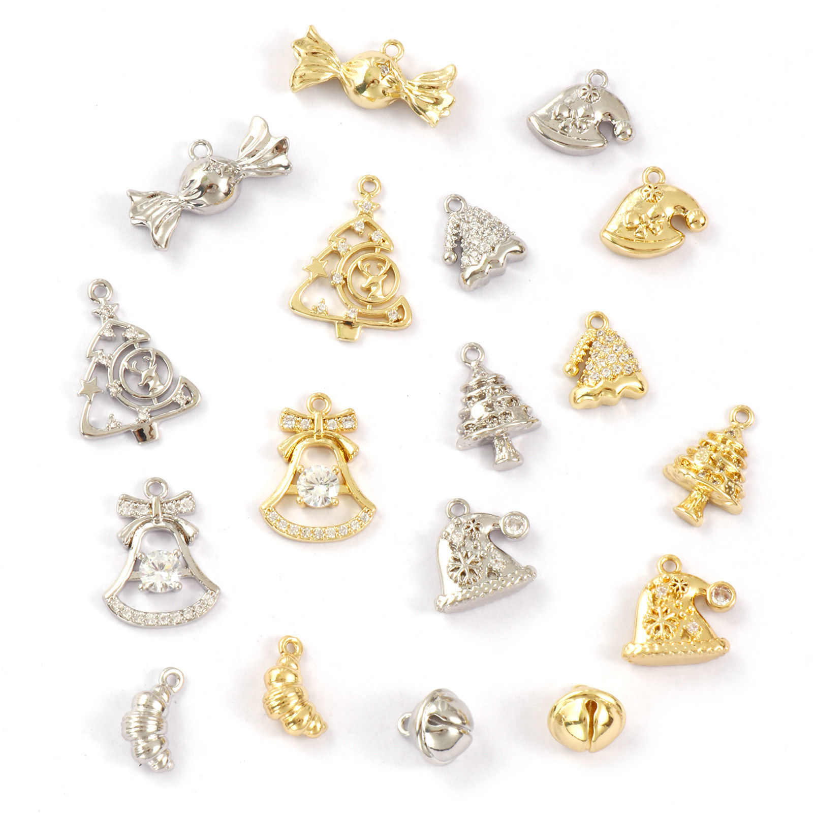 Bild von Brass Christmas Charms Multicolor Clear Cubic Zirconia