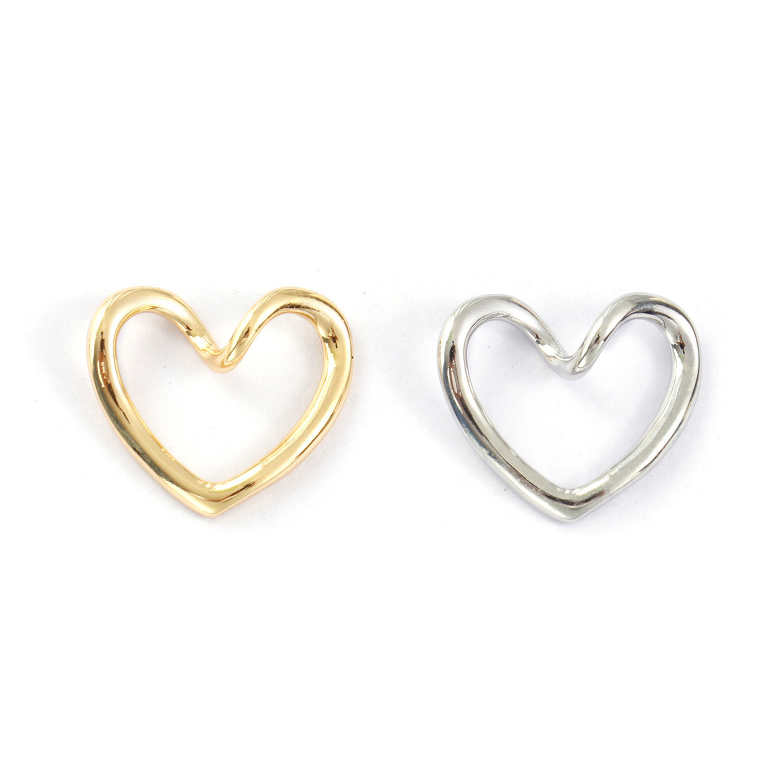 Picture of 2 PCs Eco-friendly Brass Valentine's Day Charms Real Gold Plated Heart Hollow 18mm x 15mm