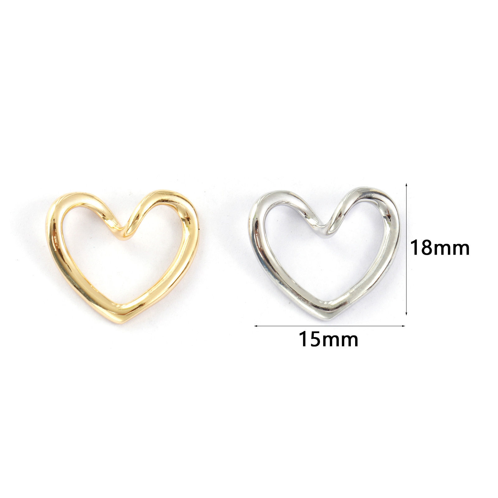 Picture of 2 PCs Eco-friendly Brass Valentine's Day Charms Real Gold Plated Heart Hollow 18mm x 15mm