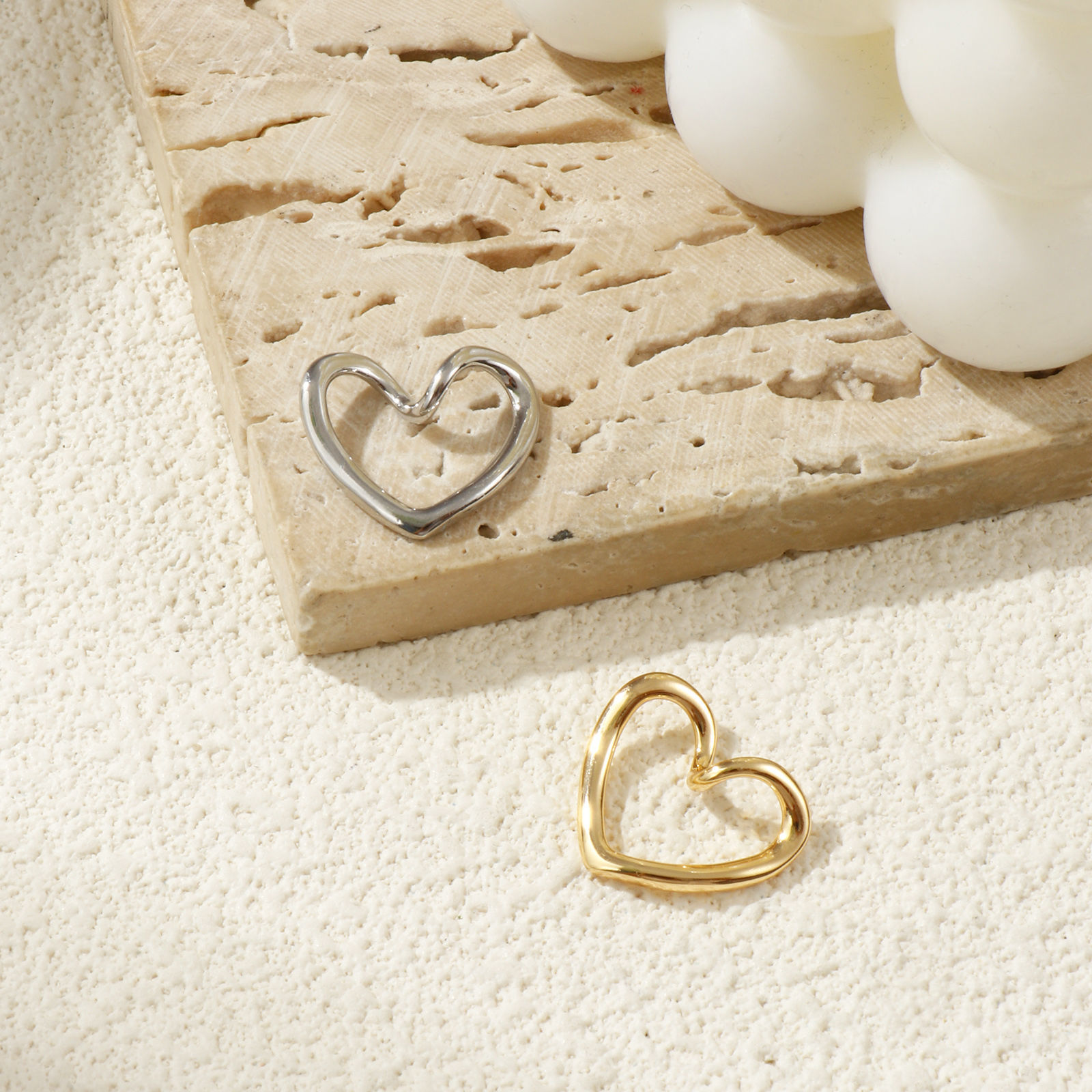 Picture of 2 PCs Eco-friendly Brass Valentine's Day Charms Real Gold Plated Heart Hollow 18mm x 15mm