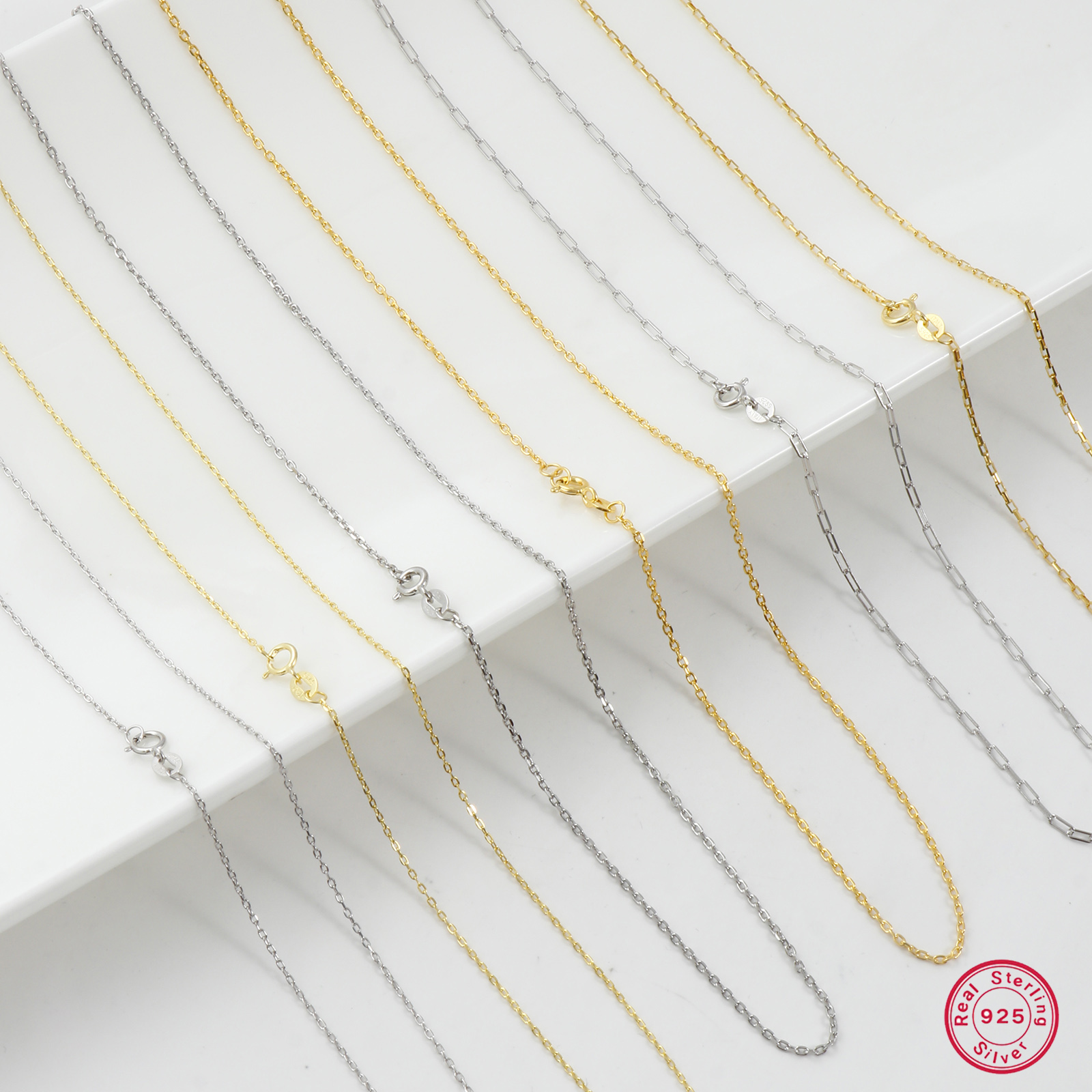 Изображение 1 ШТ Экологичный Чистое Серебро Цепи Ожерелья Разноцветный 45см Длина