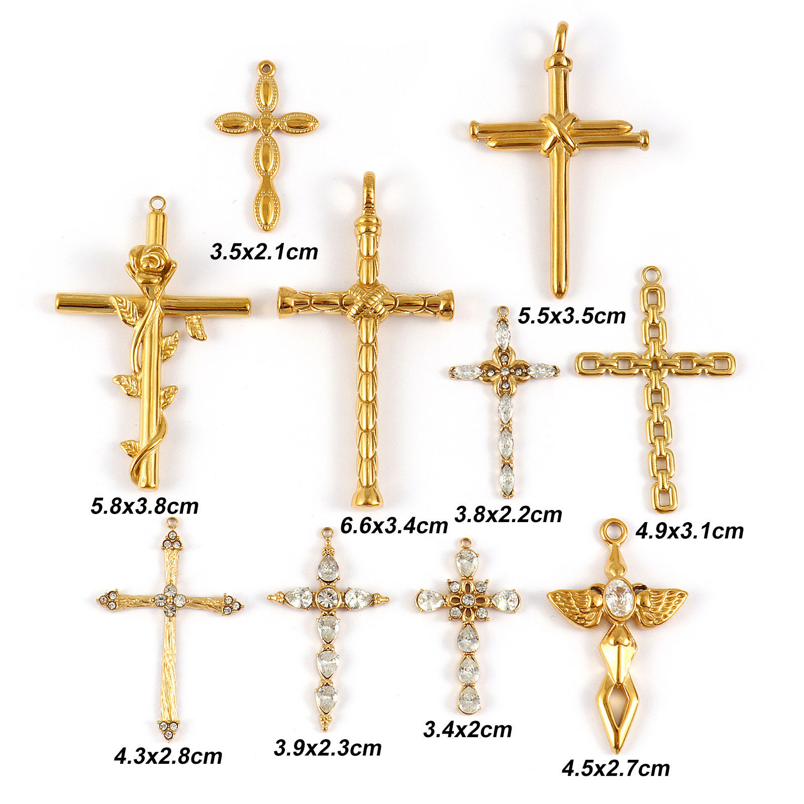 Bild von Umweltfreundliche PVD-Vakuumbeschichtung 304 Edelstahl Religiös Anhänger 18K Echtgold plattiert Kreuz