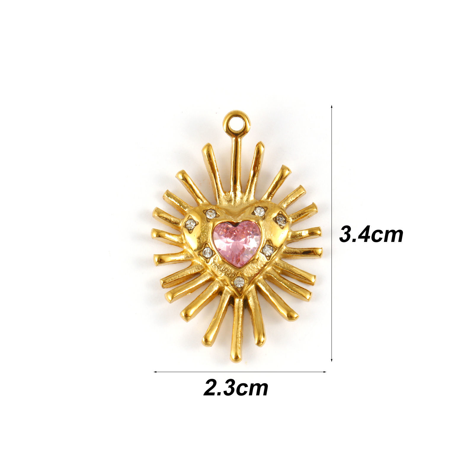 Bild von Umweltfreundliche PVD-Vakuumbeschichtung 304 Edelstahl & Strass Religiös Charms 18K Echtgold plattiert Ex Voto Herz