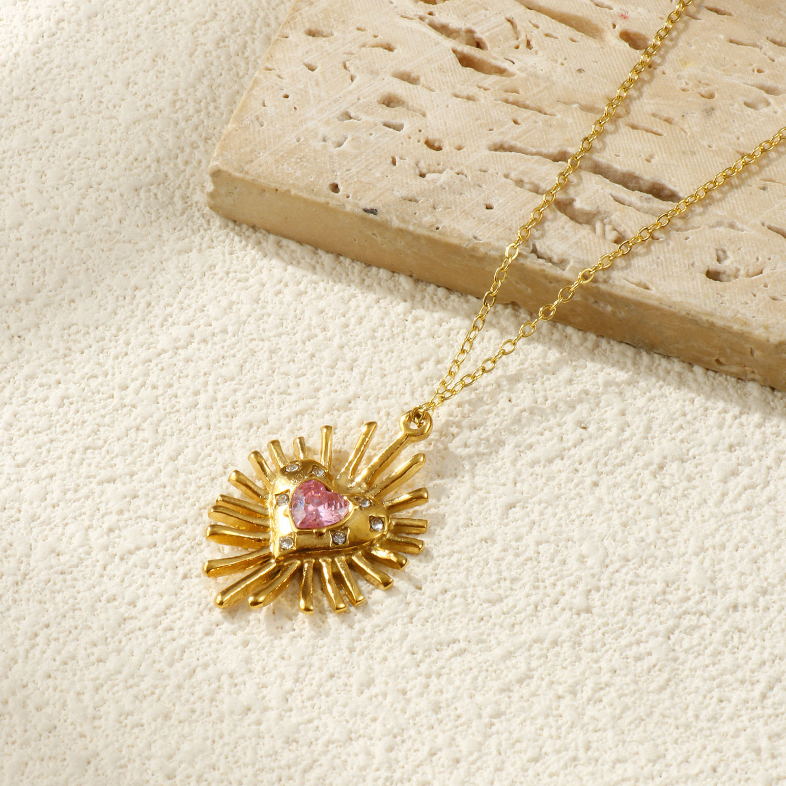 Bild von Umweltfreundliche PVD-Vakuumbeschichtung 304 Edelstahl & Strass Religiös Charms 18K Echtgold plattiert Ex Voto Herz