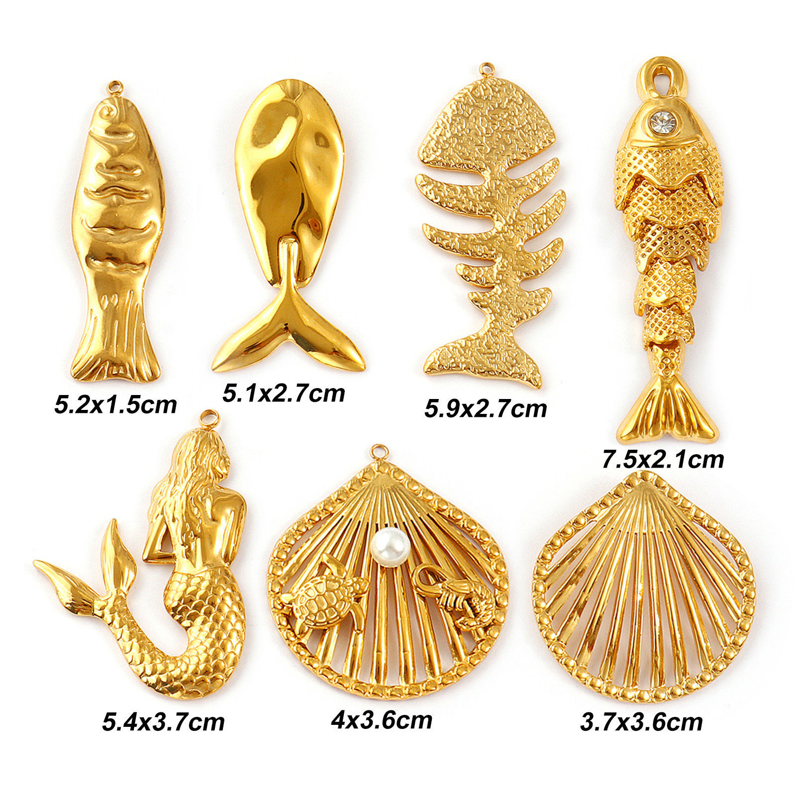 Bild von Umweltfreundliche PVD-Vakuumbeschichtung 304 Edelstahl Ozean Schmuck Charms 18K Echtgold plattiert