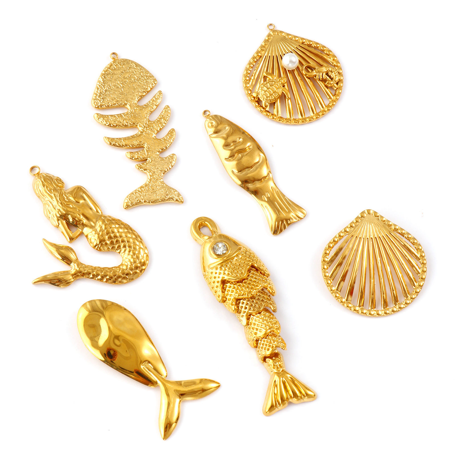 Bild von Umweltfreundliche PVD-Vakuumbeschichtung 304 Edelstahl Ozean Schmuck Charms 18K Echtgold plattiert