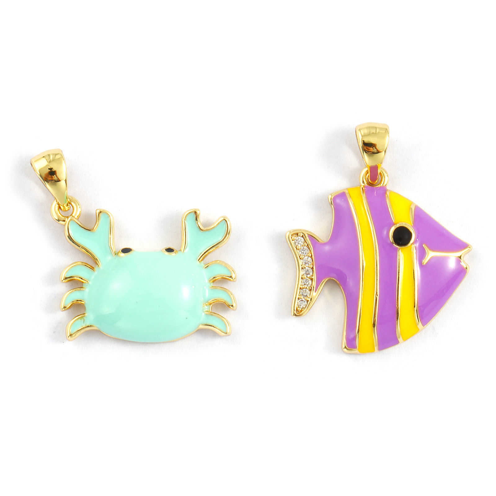 Bild von 2 PCs Eco-friendly Brass Ocean Jewelry Pendants 18K Real Gold Plated Enamel