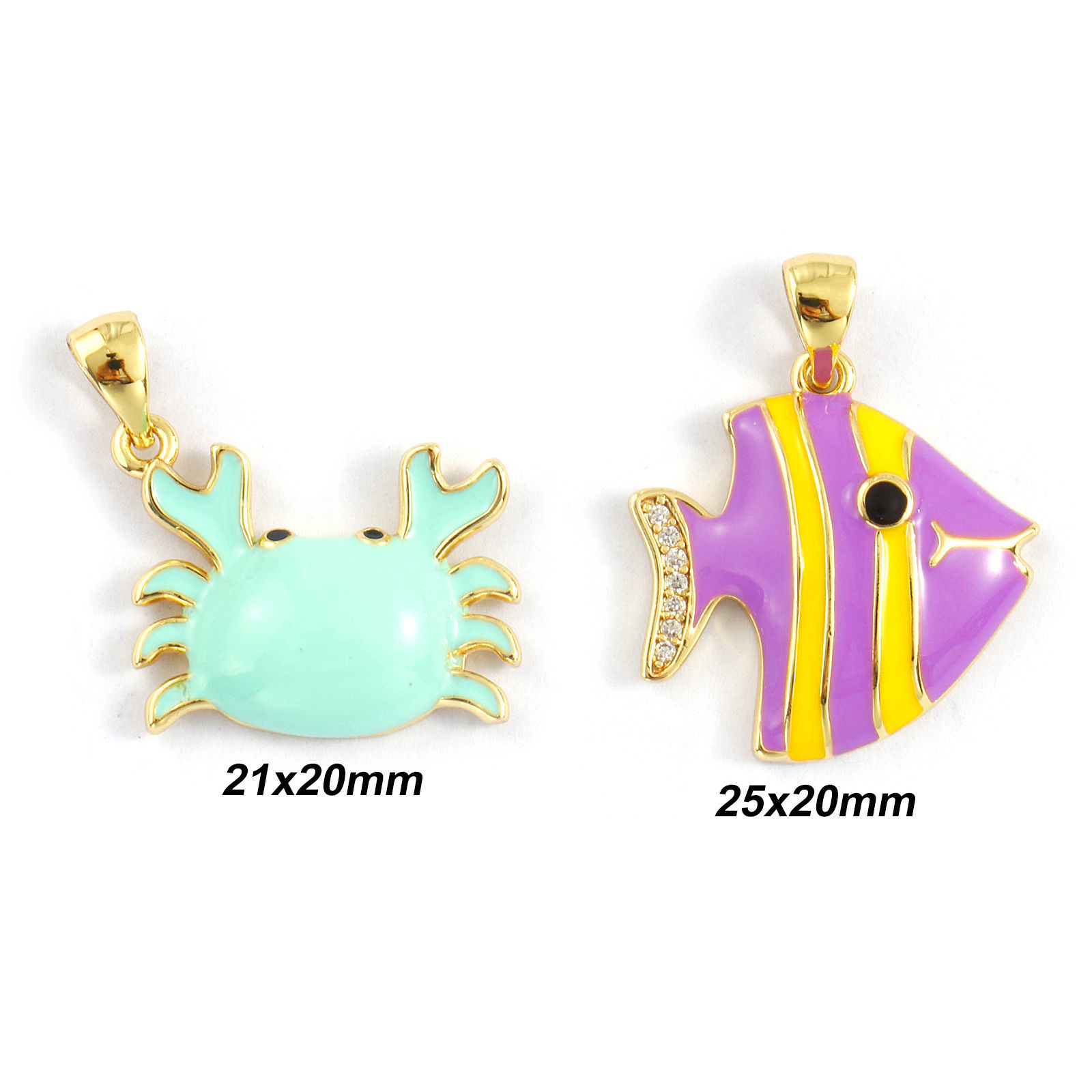 Bild von 2 PCs Eco-friendly Brass Ocean Jewelry Pendants 18K Real Gold Plated Enamel