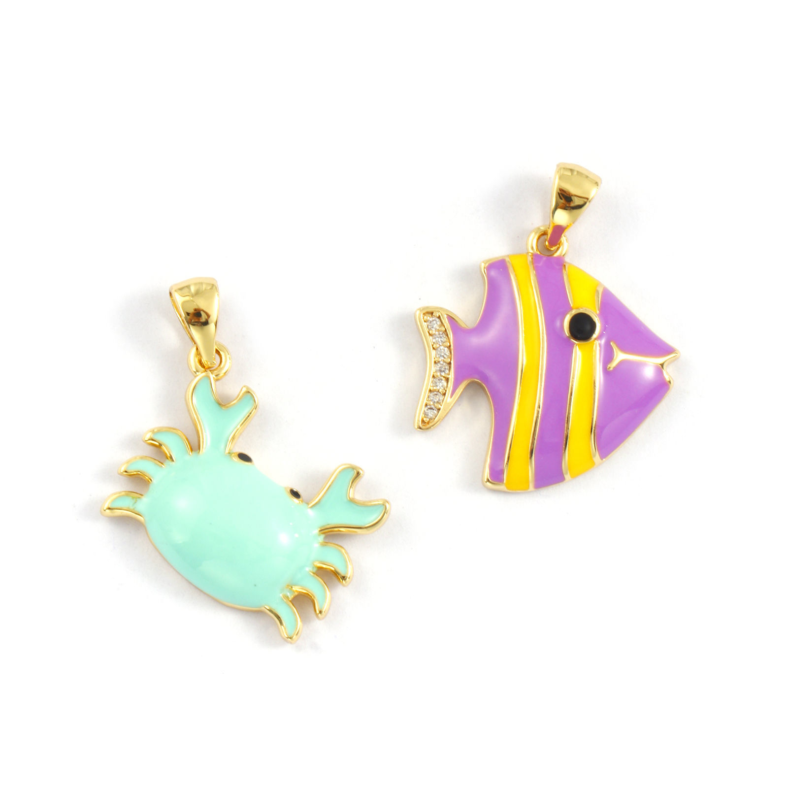 Bild von 2 PCs Eco-friendly Brass Ocean Jewelry Pendants 18K Real Gold Plated Enamel