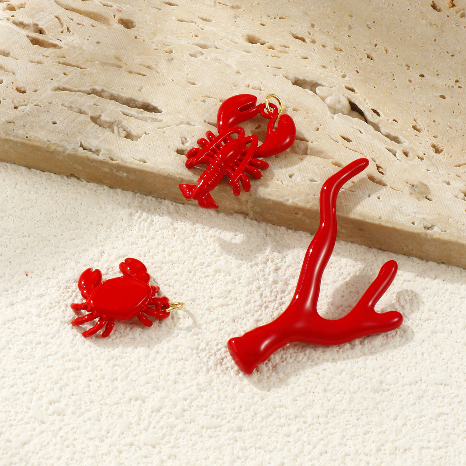 Изображение 1 ШТ Экологичный Латунь Морские Украшения Подвески 18K настоящее золото с покрытием Красный С Эмалью