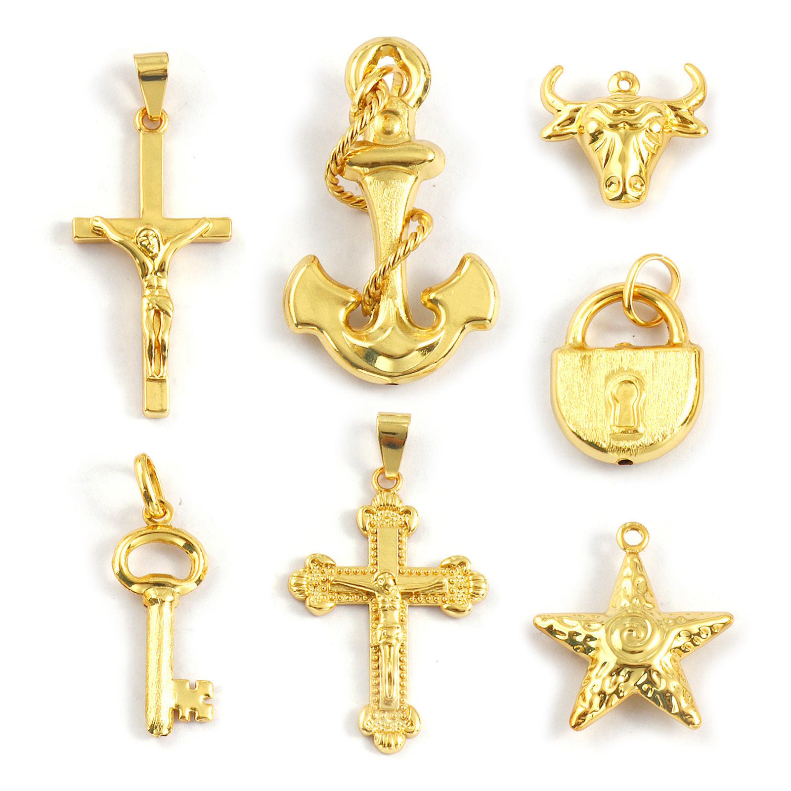 Изображение 1 ШТ Экологичный Латунь Подвески 18K настоящее золото с покрытием Якорь Крест