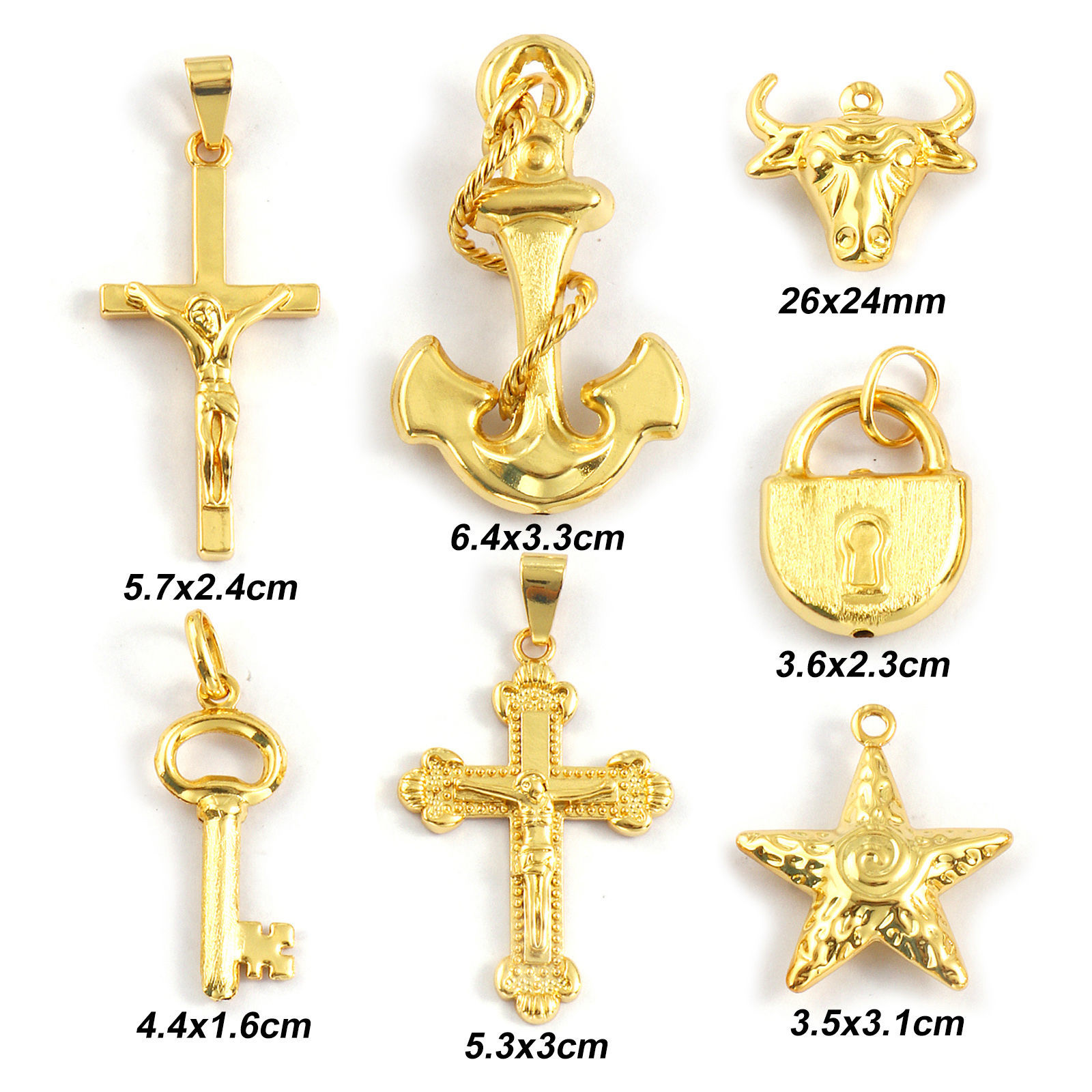 Изображение 1 ШТ Экологичный Латунь Подвески 18K настоящее золото с покрытием Якорь Крест