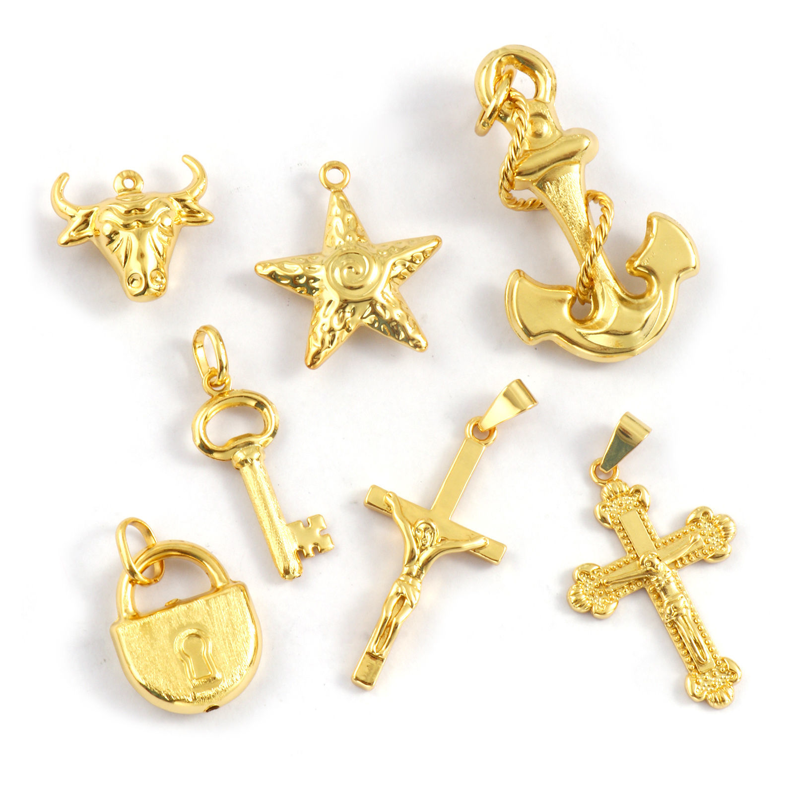 Изображение 1 ШТ Экологичный Латунь Подвески 18K настоящее золото с покрытием Якорь Крест