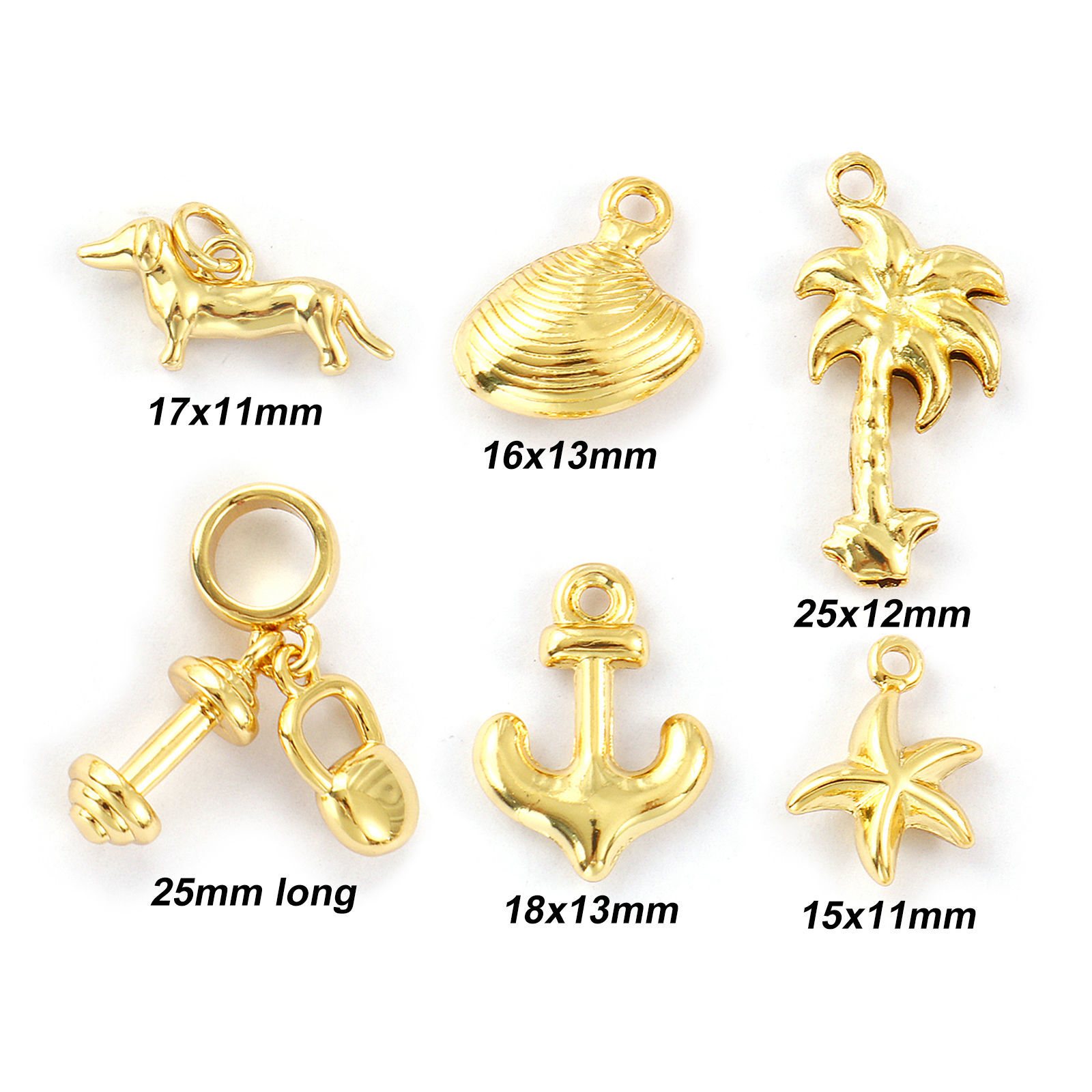 Изображение 2 ШТ Экологичный Латунь Подвески 18K настоящее золото с покрытием Собака Якорь