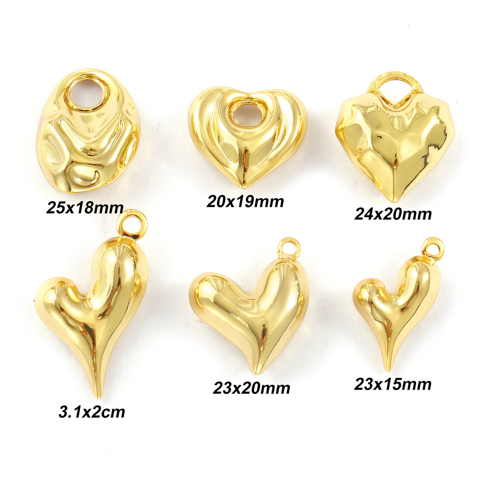 Bild von 2 PCs Eco-friendly Brass Valentine's Day Charms 18K Real Gold Plated Heart