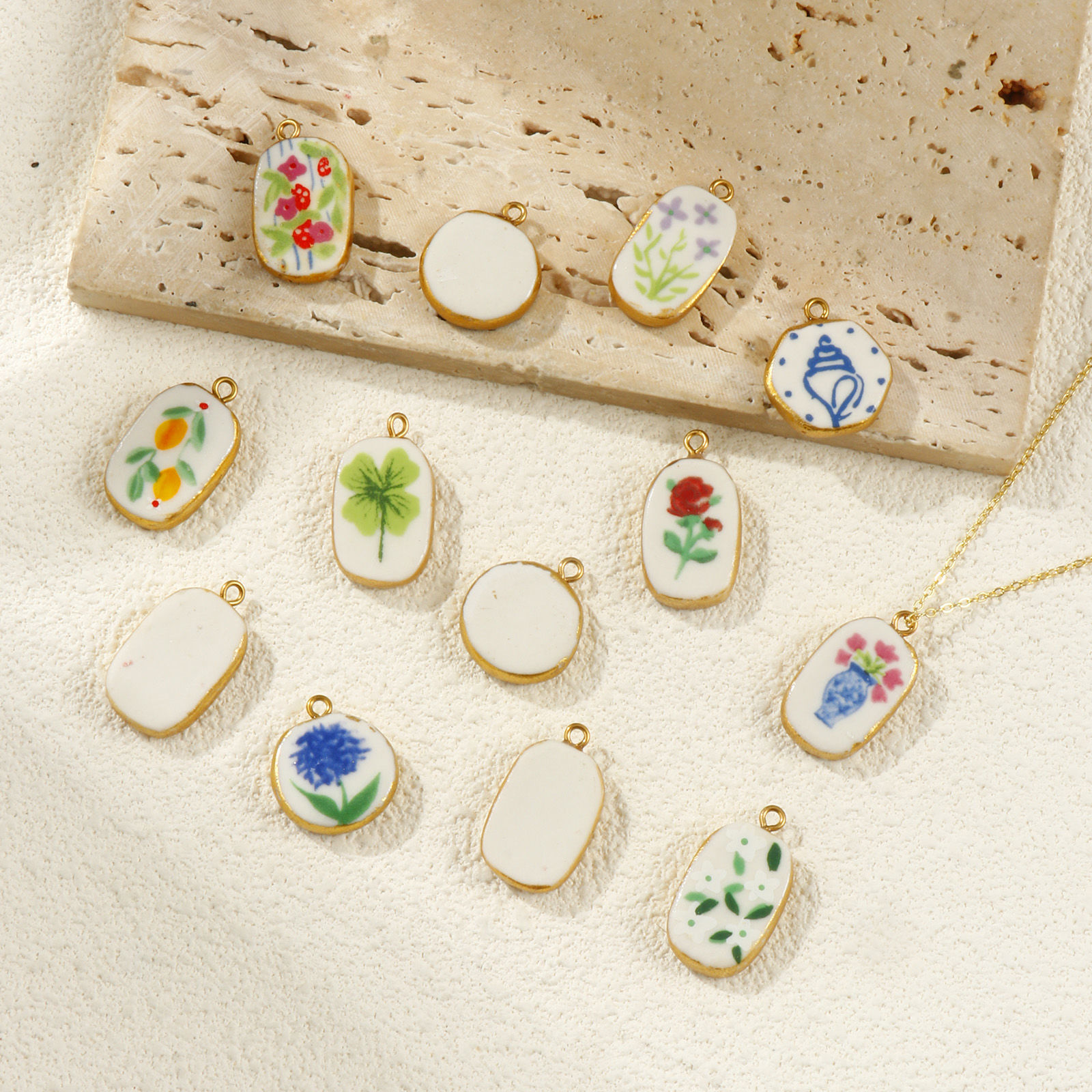 Bild von 2 PCs Eco-friendly PVD Vacuum Plating 304 Stainless Steel & Ceramic Charms 18K Real Gold Plated Multicolor