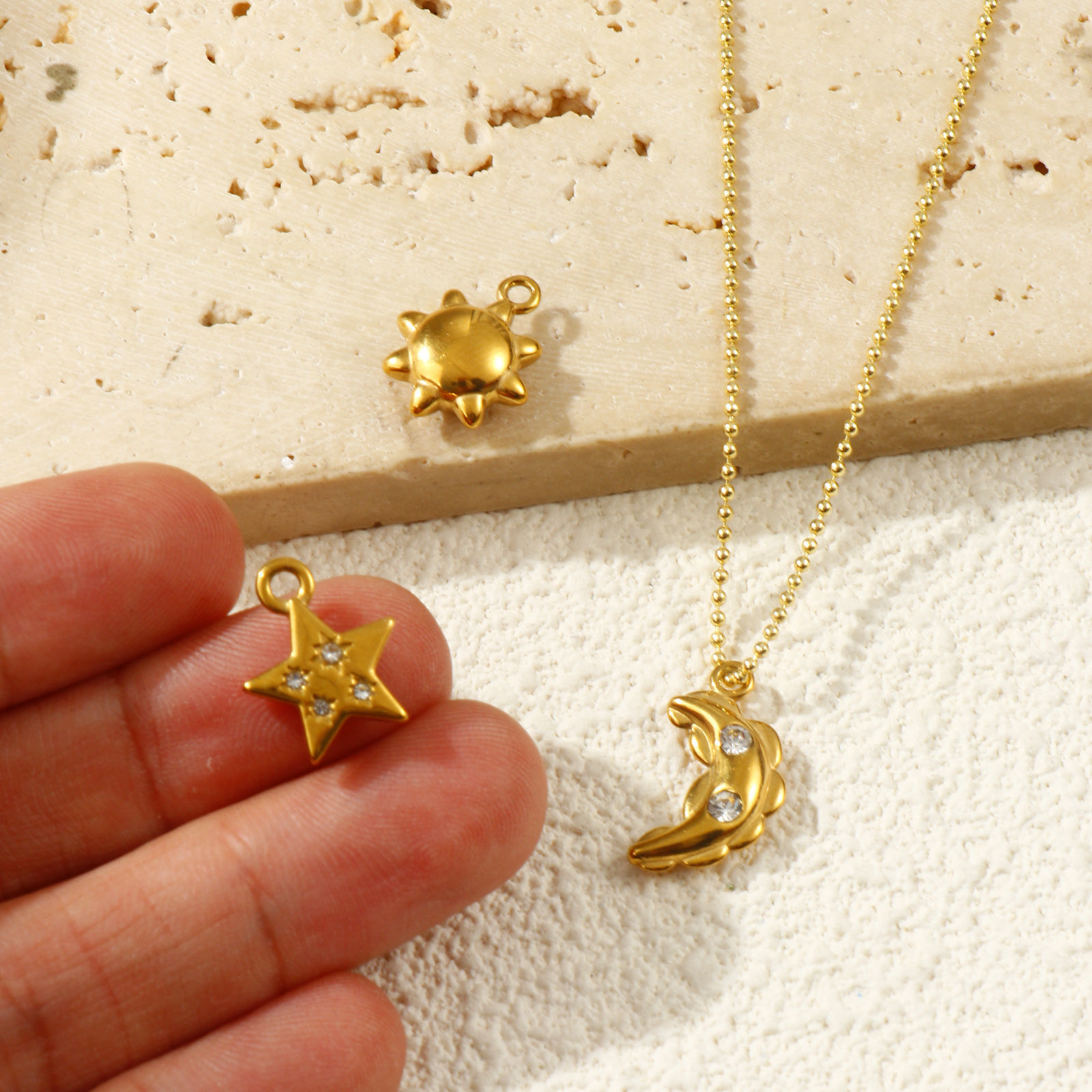 Picture of 2 PCs Eco-friendly PVD Vacuum Plating 304 Stainless Steel Galaxy Charms 18K Real Gold Plated