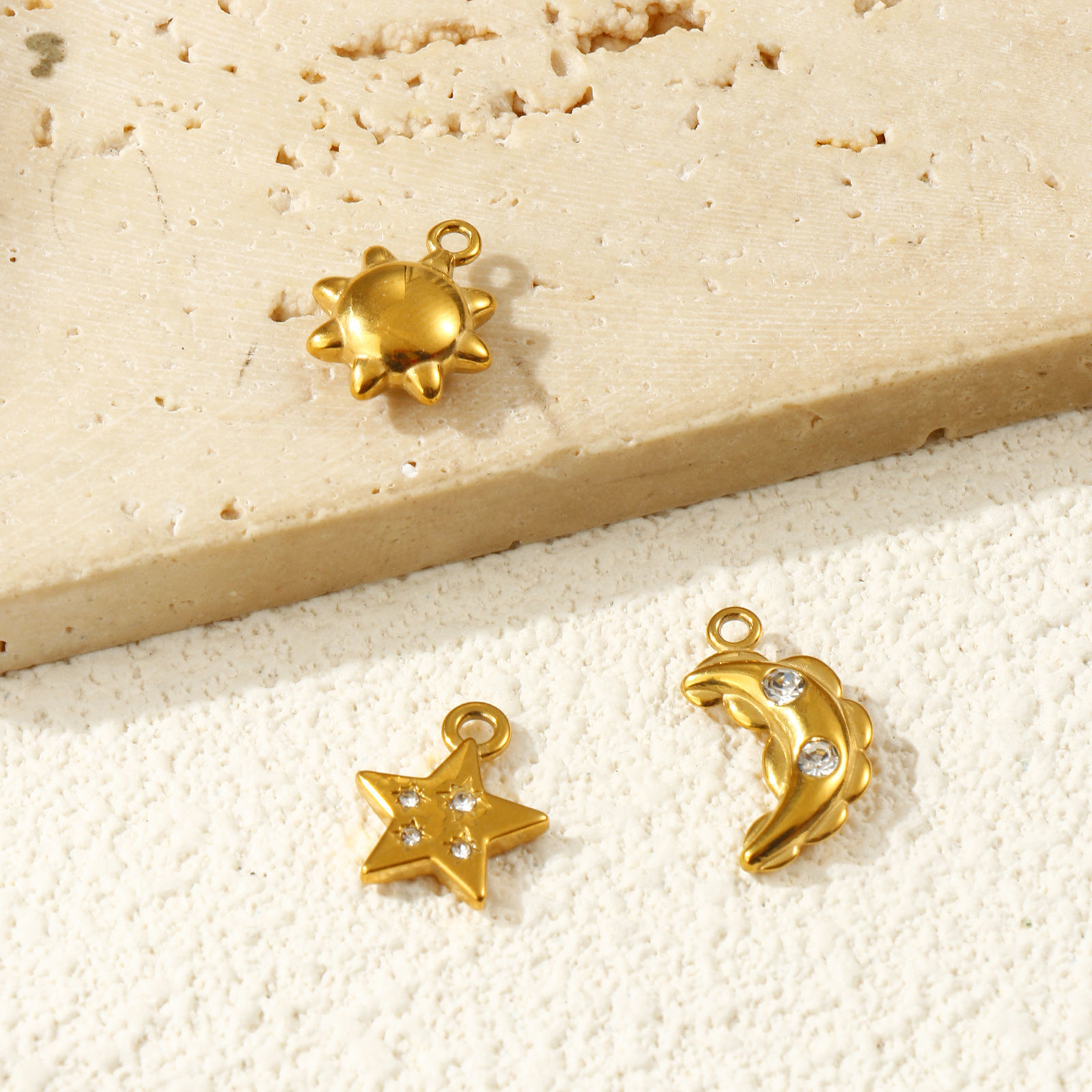 Picture of 2 PCs Eco-friendly PVD Vacuum Plating 304 Stainless Steel Galaxy Charms 18K Real Gold Plated