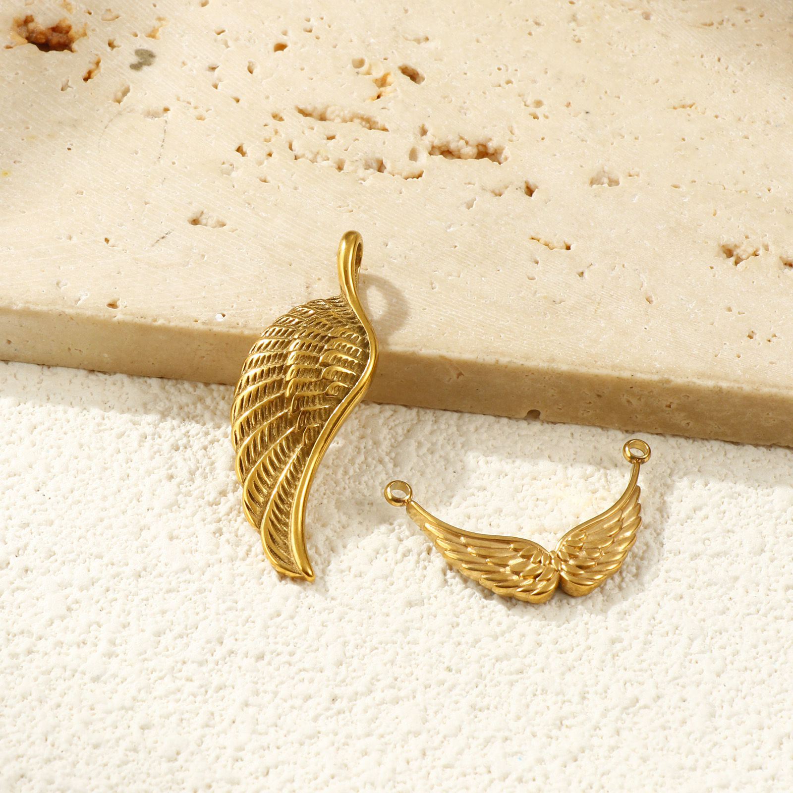 Picture of 2 PCs Eco-friendly PVD Vacuum Plating 304 Stainless Steel Pendants 18K Real Gold Plated Wing