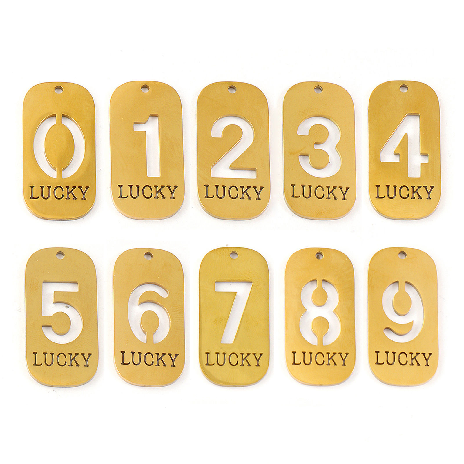 Picture of Eco-friendly PVD Vacuum Plating 304 Stainless Steel Pendants 18K Real Gold Plated Rectangle Lucky Number Message " 0-9 " Mirror Polishing 3.5cm x 1.7cm