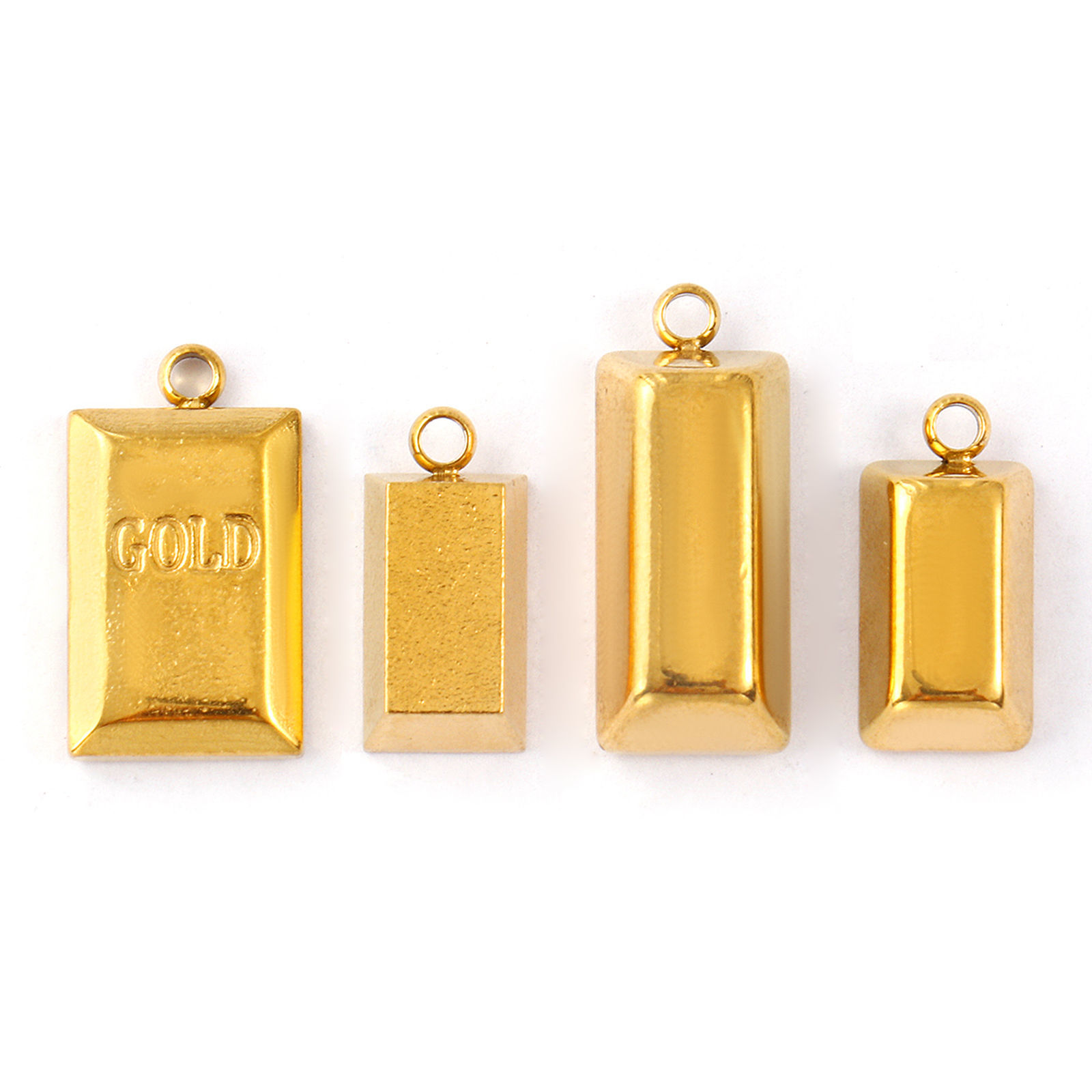 Picture of Eco-friendly Vacuum Plating 304 Stainless Steel Charms 18K Gold Plated Brick
