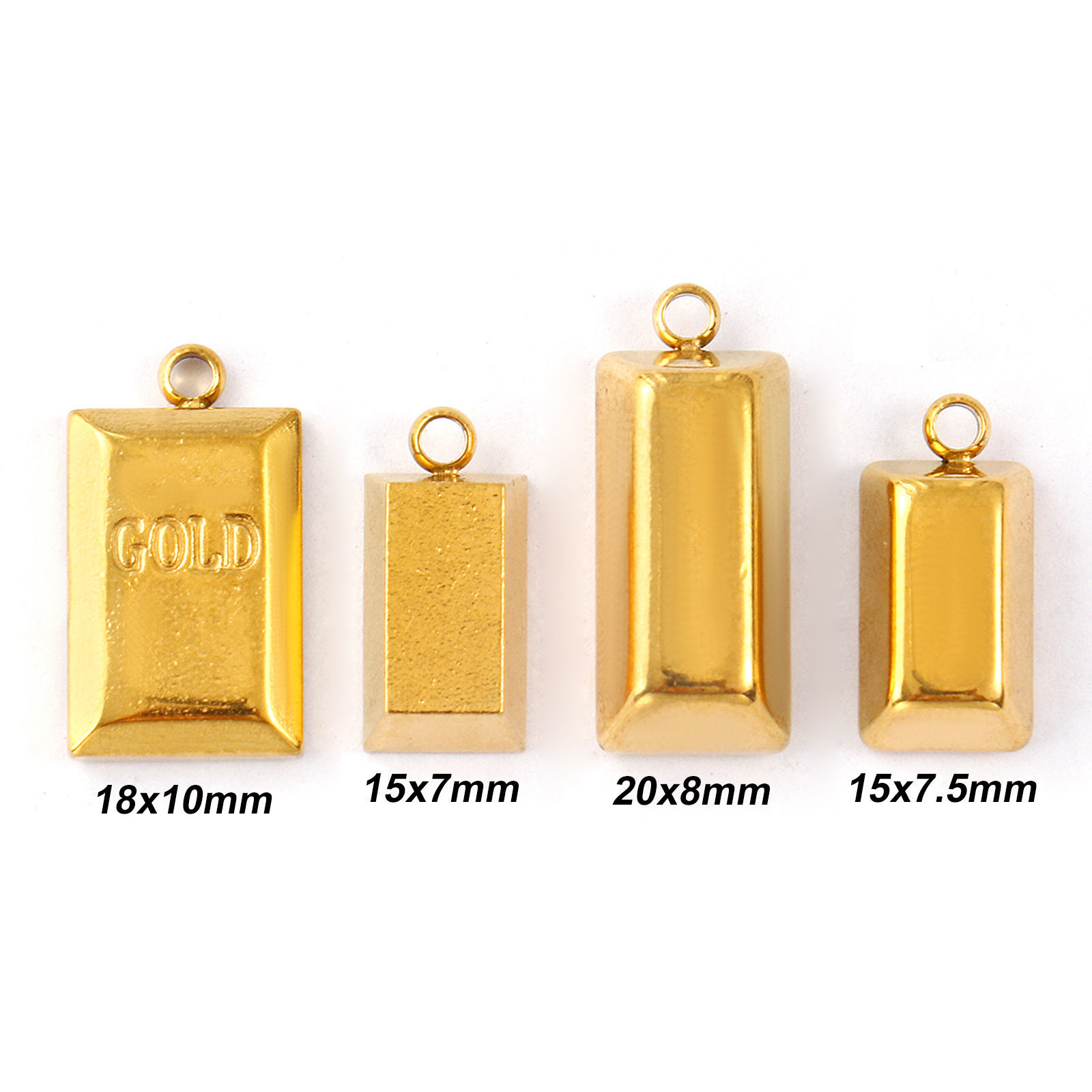 Picture of Eco-friendly Vacuum Plating 304 Stainless Steel Charms 18K Gold Plated Brick