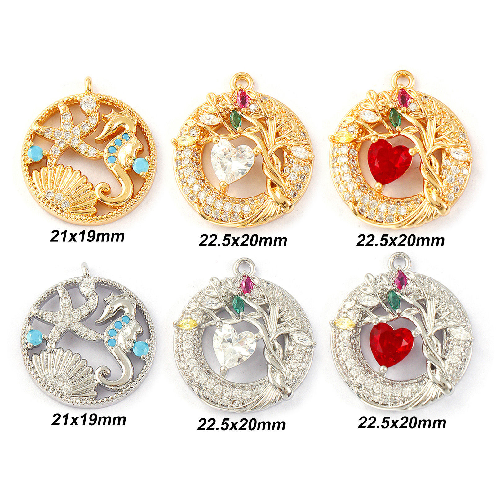 Bild von Eco-friendly Brass & Cubic Zirconia Charms Real Gold Plated Round Micro Pave
