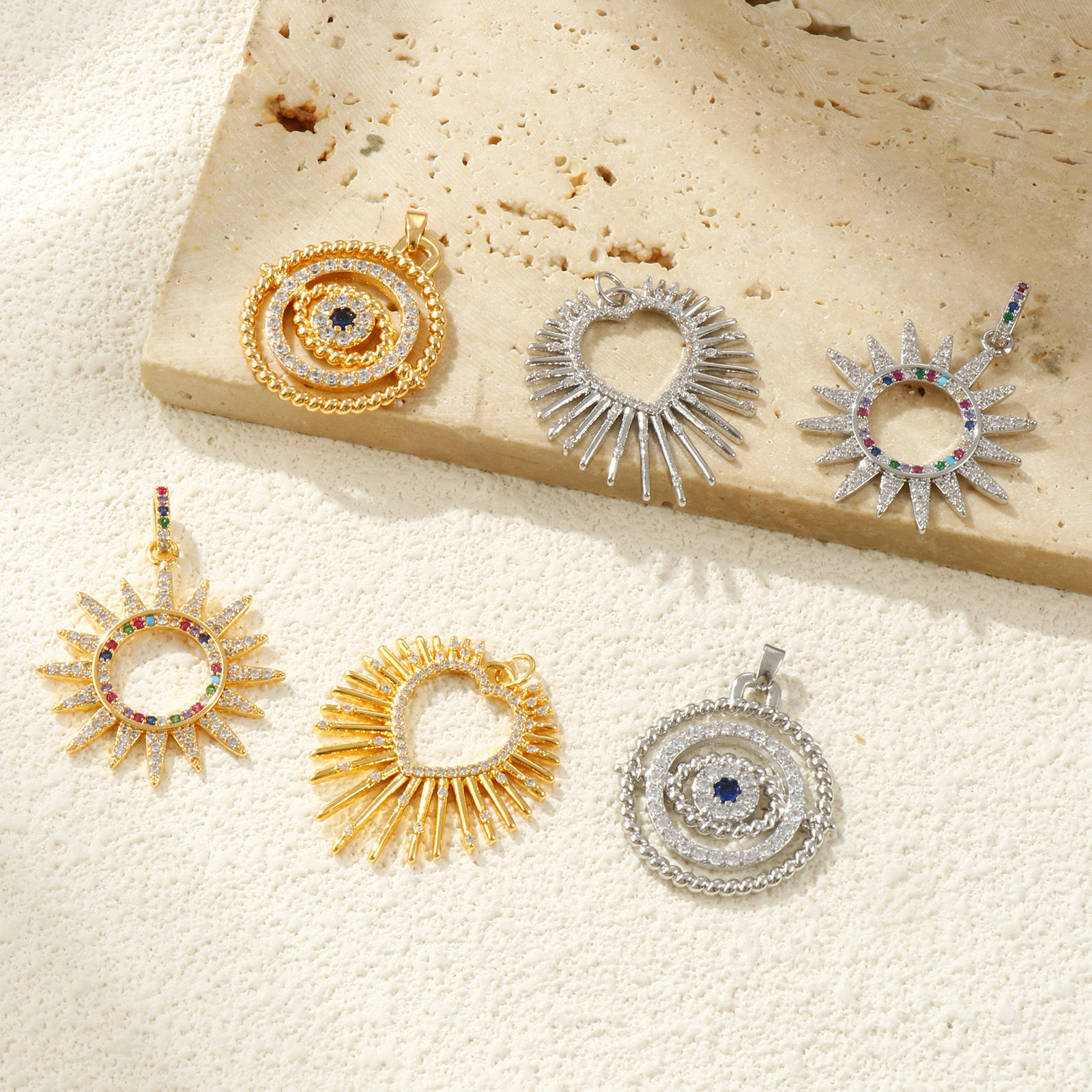 Bild von Eco-friendly Brass & Cubic Zirconia Charms Real Gold Plated Micro Pave