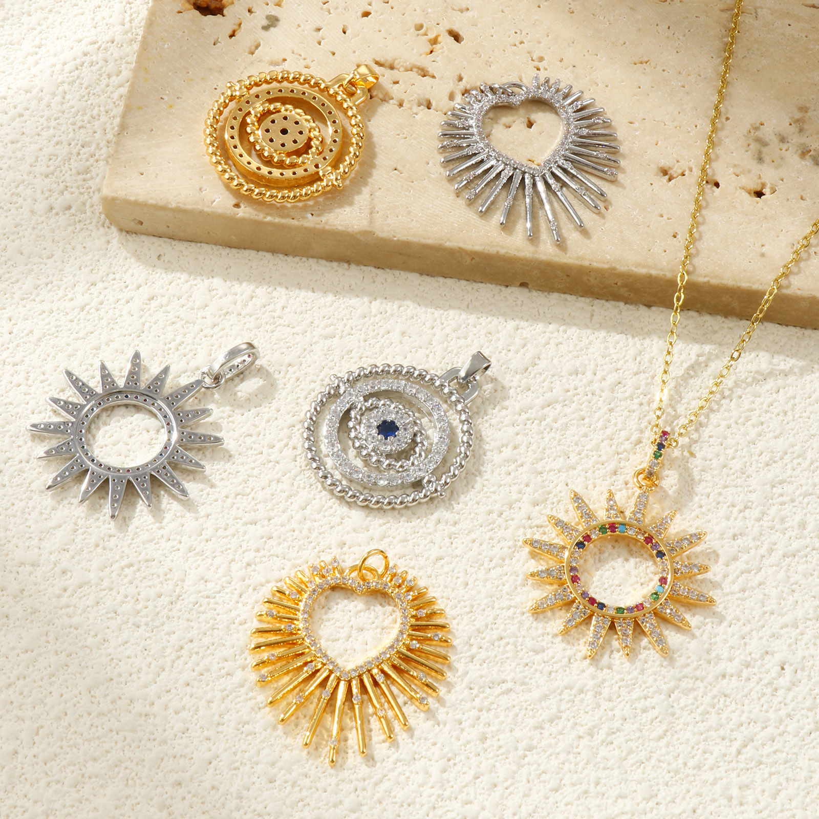 Bild von Eco-friendly Brass & Cubic Zirconia Charms Real Gold Plated Micro Pave