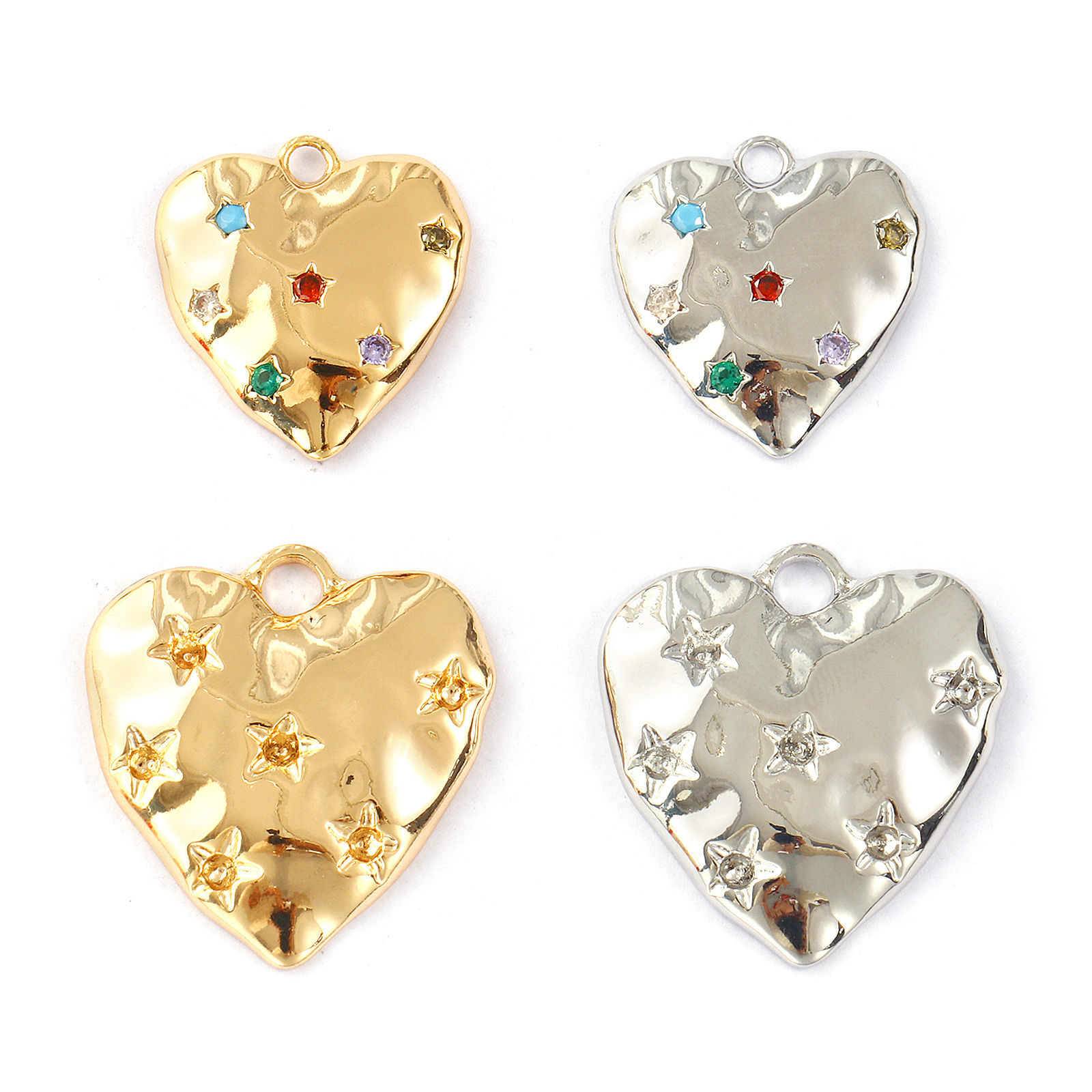 Bild von Umweltfreundlich Messing Valentinstag Charms Echtgold plattiert Herz