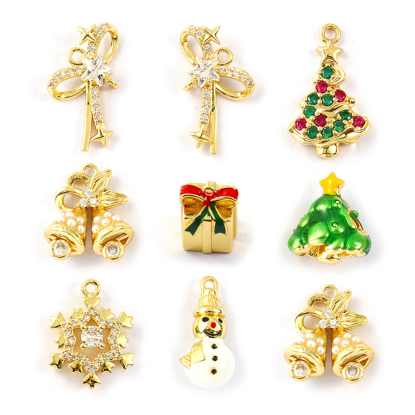 Изображение 2 PCs Brass Christmas Charms 18K Gold Plated