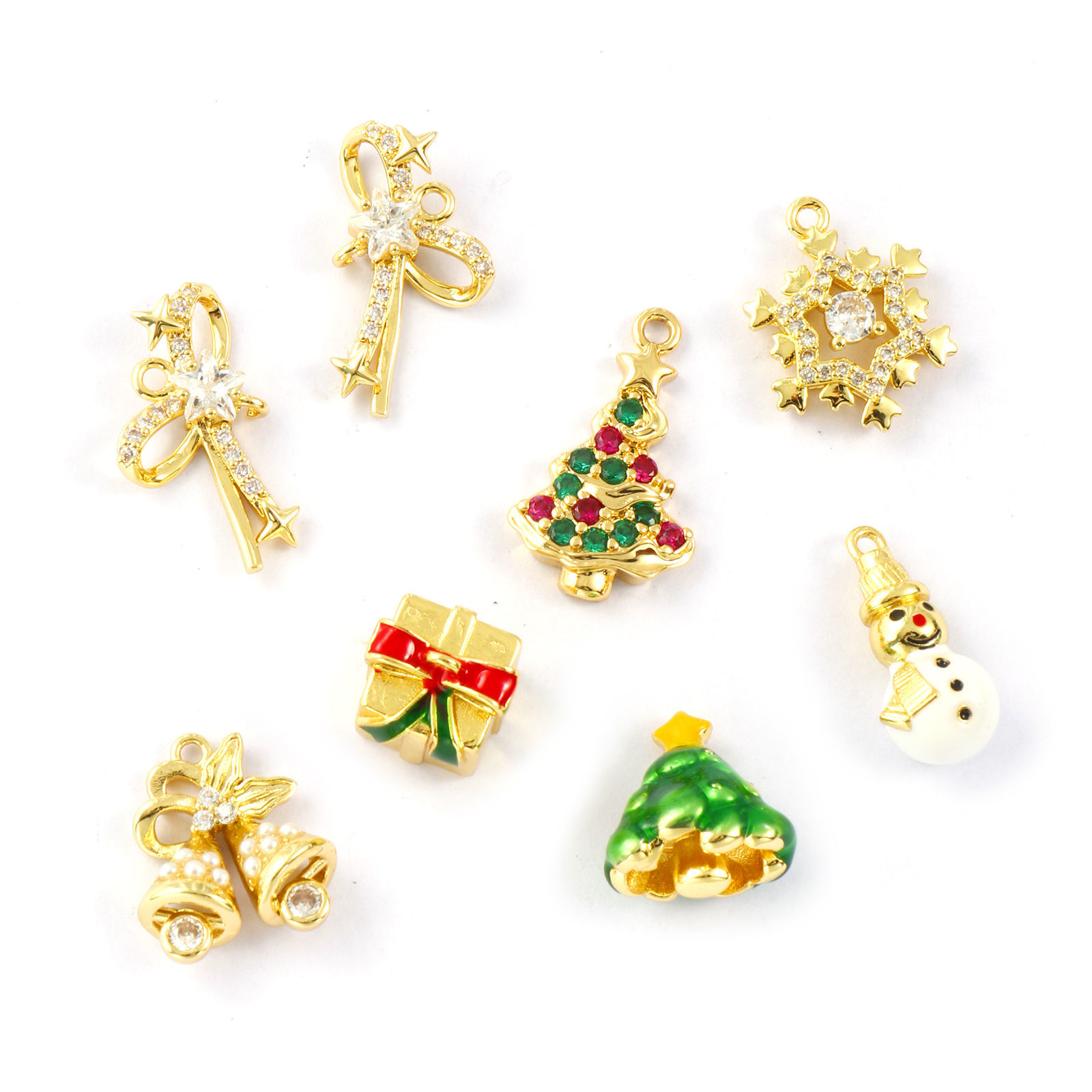 Изображение 2 PCs Brass Christmas Charms 18K Gold Plated